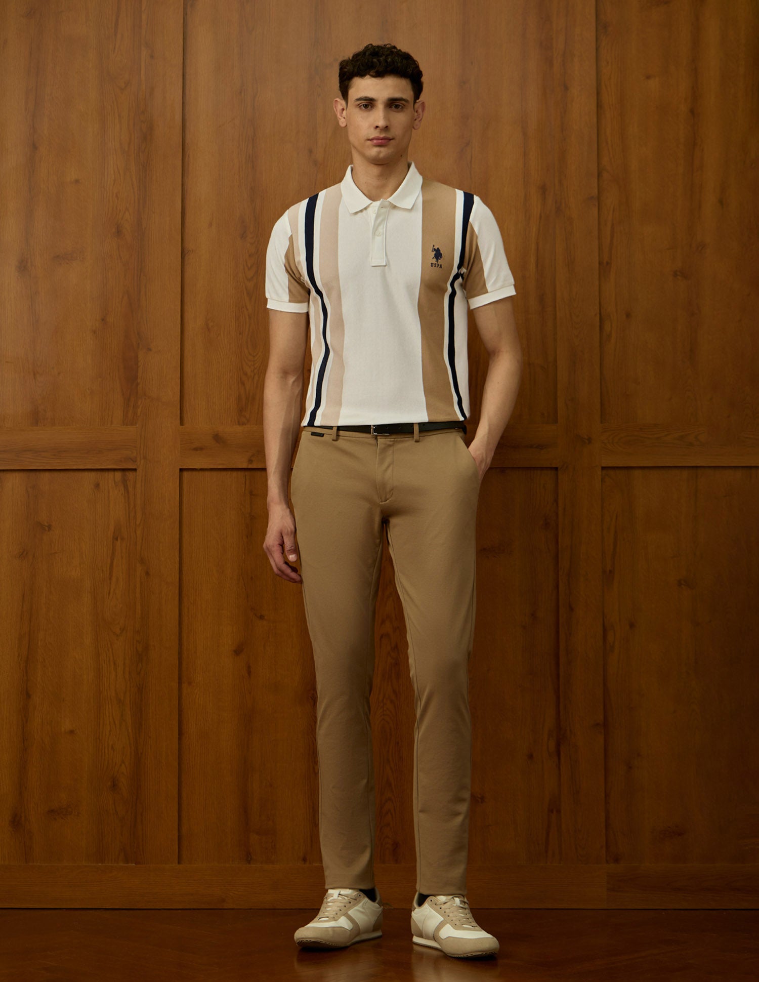 Colorblocked Varsity Theatre Polo Shirt Off White - U.S. POLO ASSN. | Large