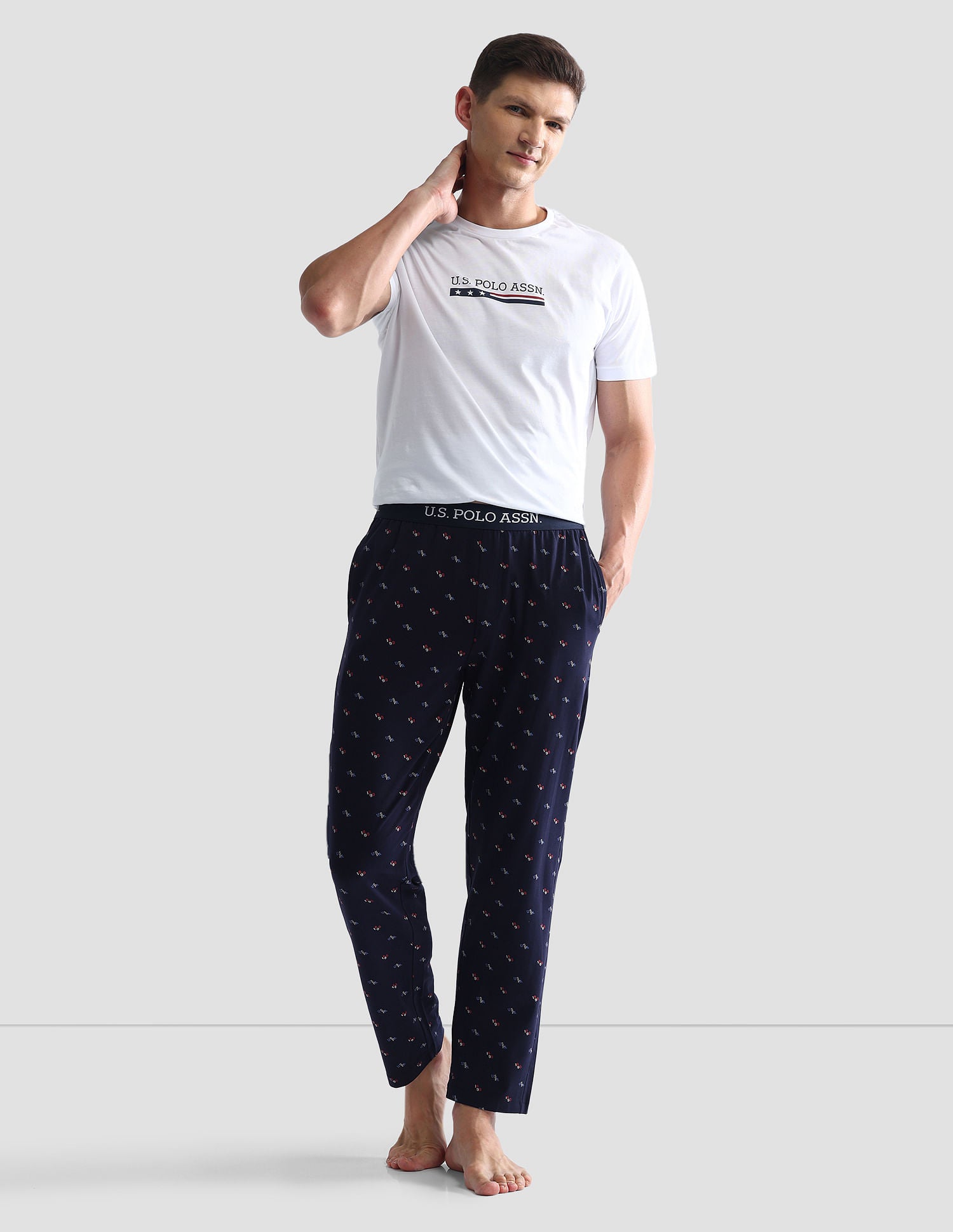 All Over Print OELP3 Lounge Pants - Pack Of 1 Navy - U.S. POLO ASSN. | Large