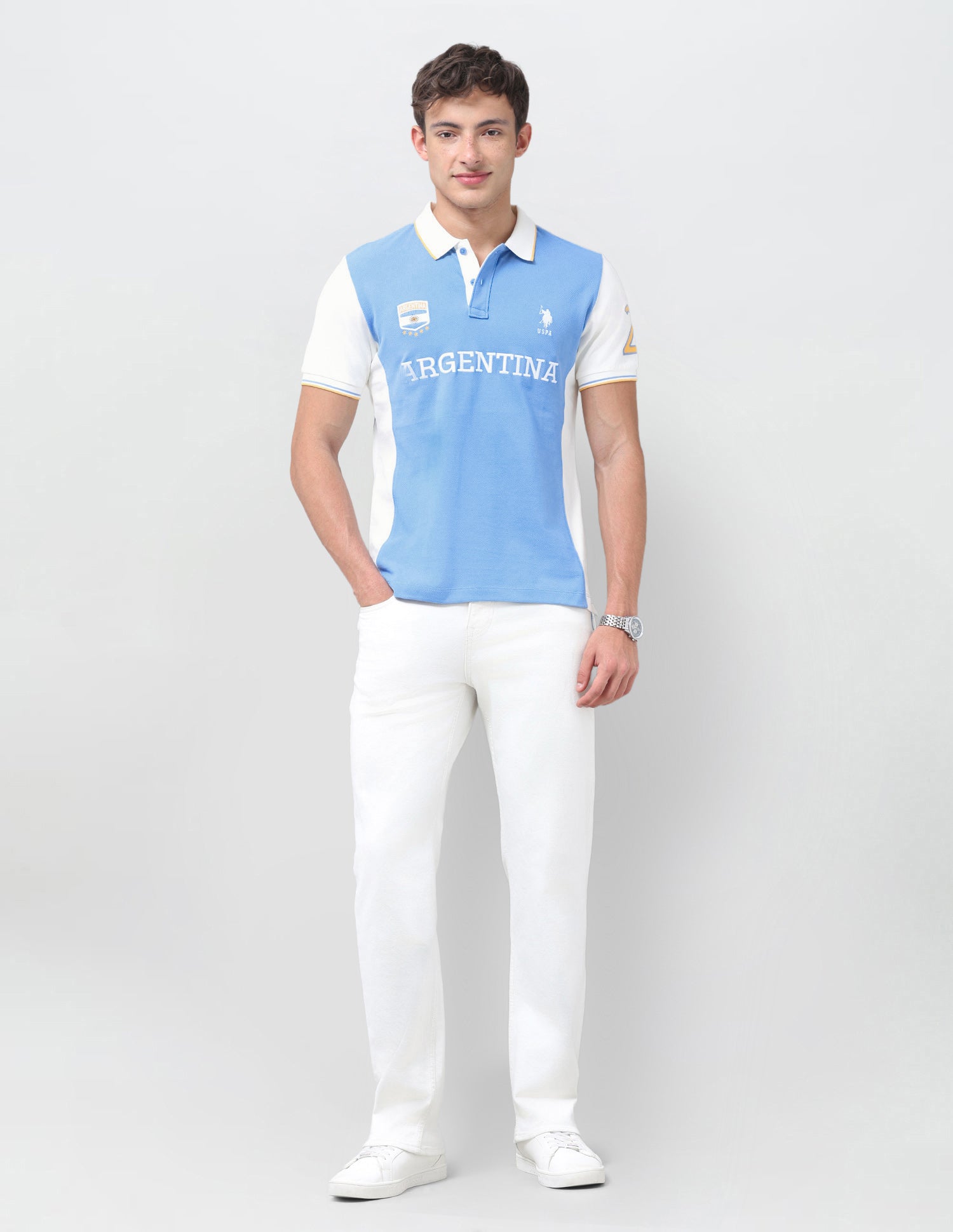 Colourblocked Slim Fit Polo Shirt Blue - U.S. Polo Assn. India | Large