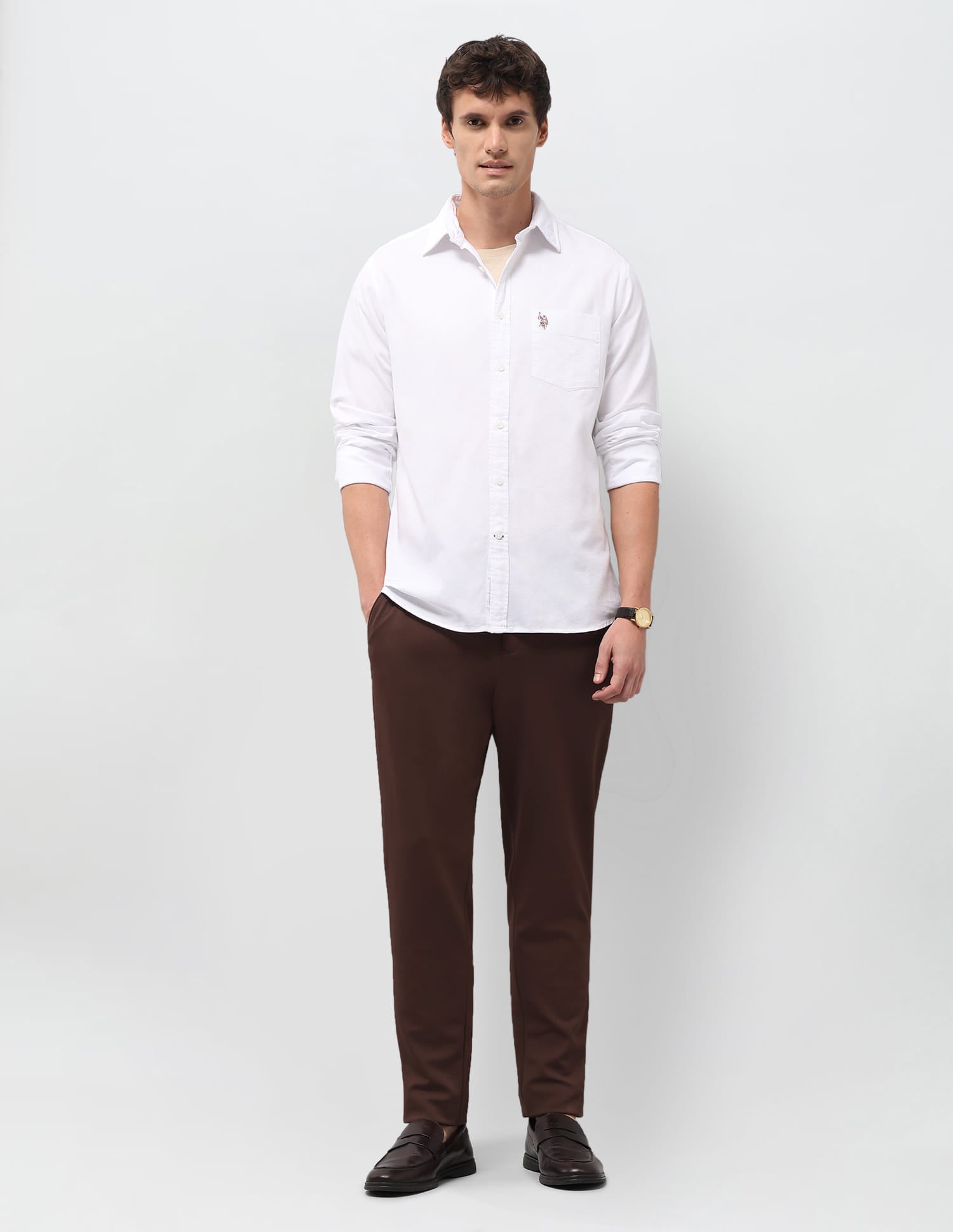 Solid Tailored Fit Shirt White - U.S. Polo Assn. India | Large