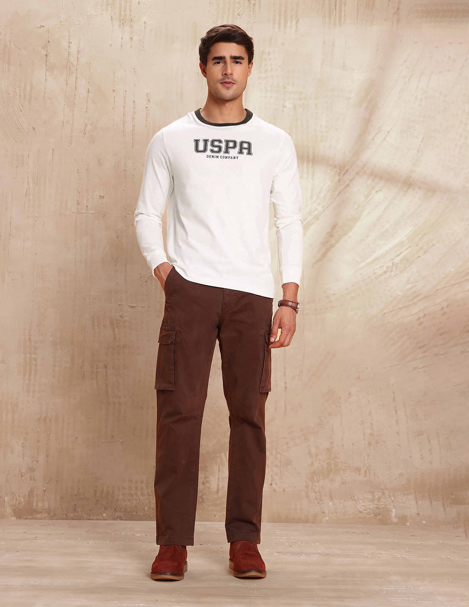 Brand Embossed Pure Cotton T-Shirt Off White - U.S. POLO ASSN. | Large