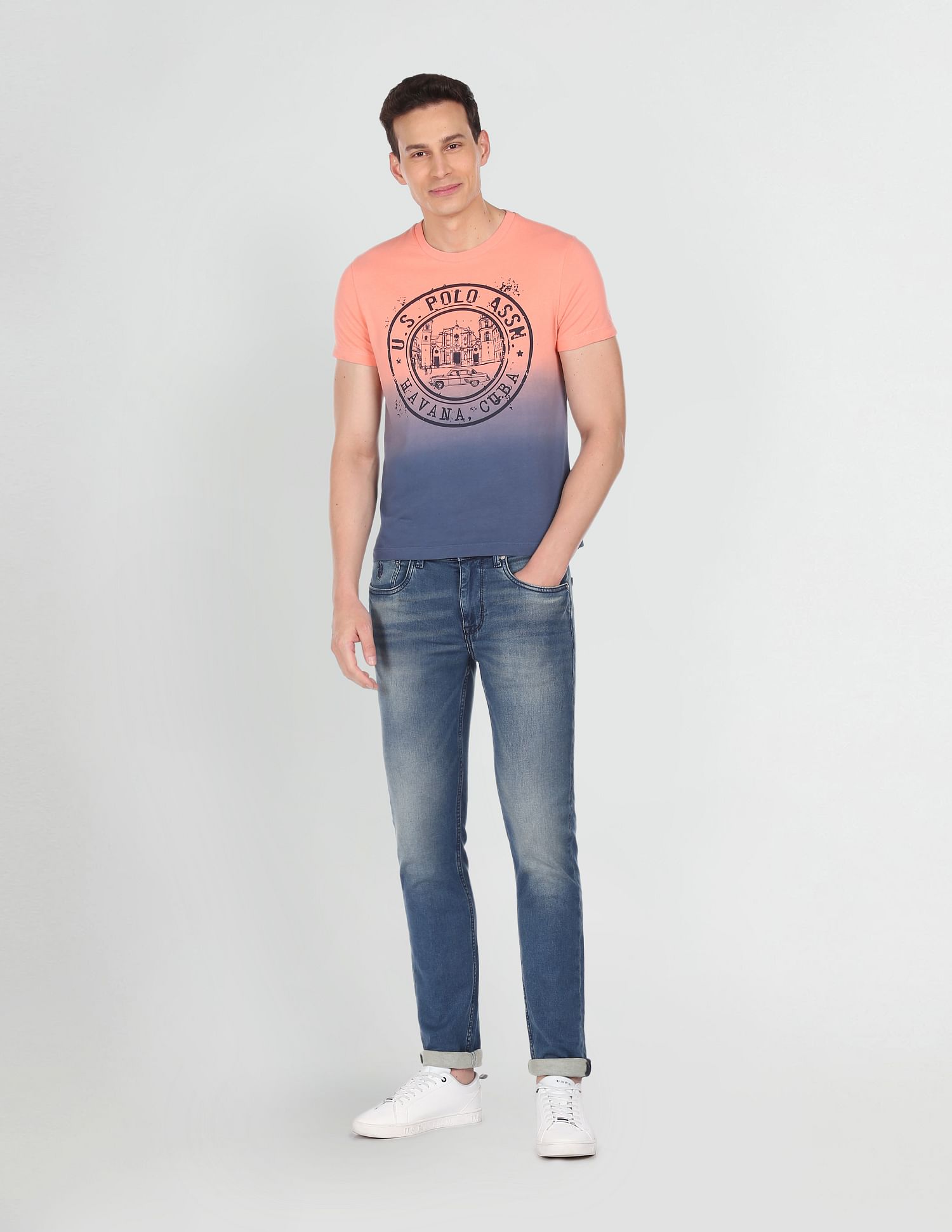 Brand Print Ombre Dyed T-Shirt Pink - U.S. POLO ASSN. | Large