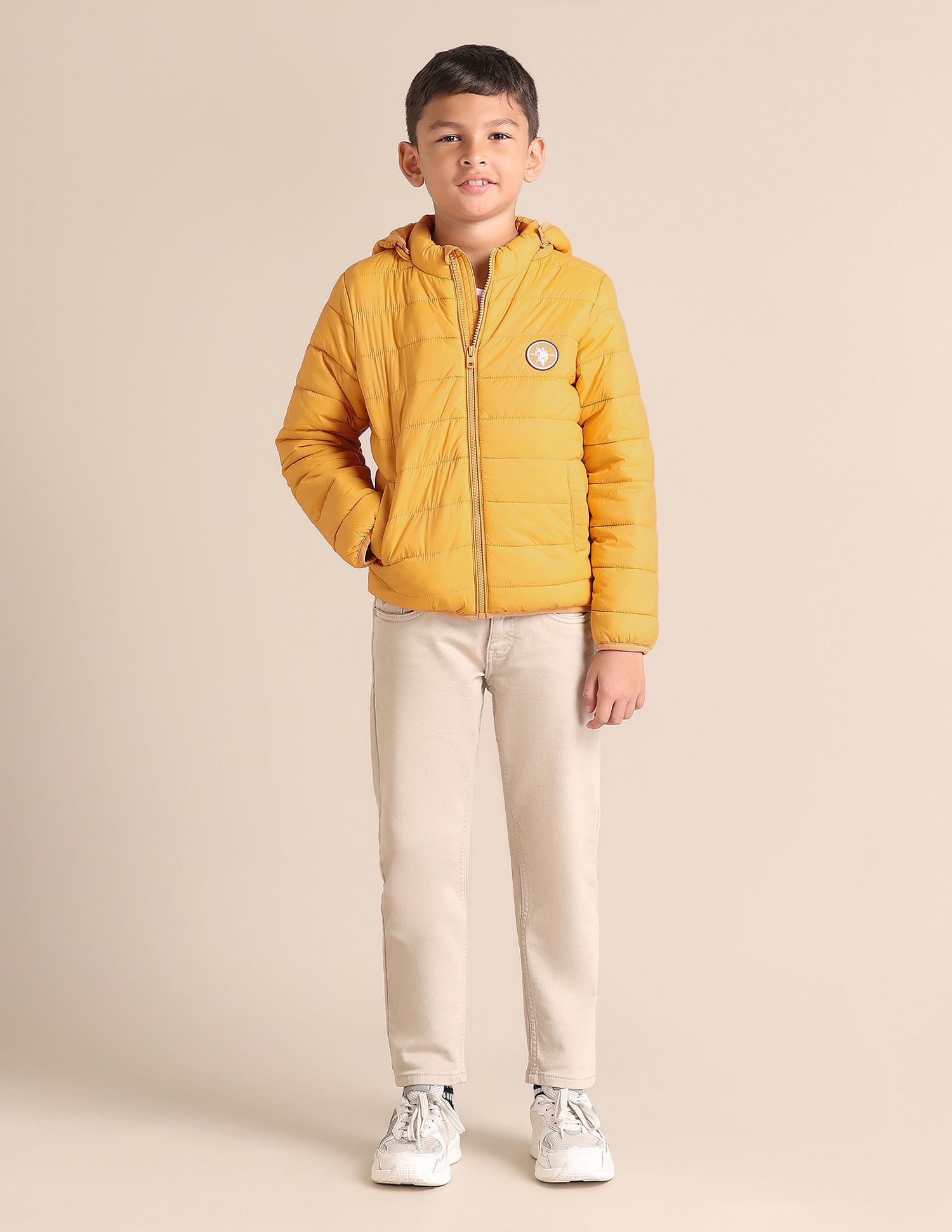 Boys Solid Hooded Jacket Old Gold - U.S. POLO ASSN. | Large