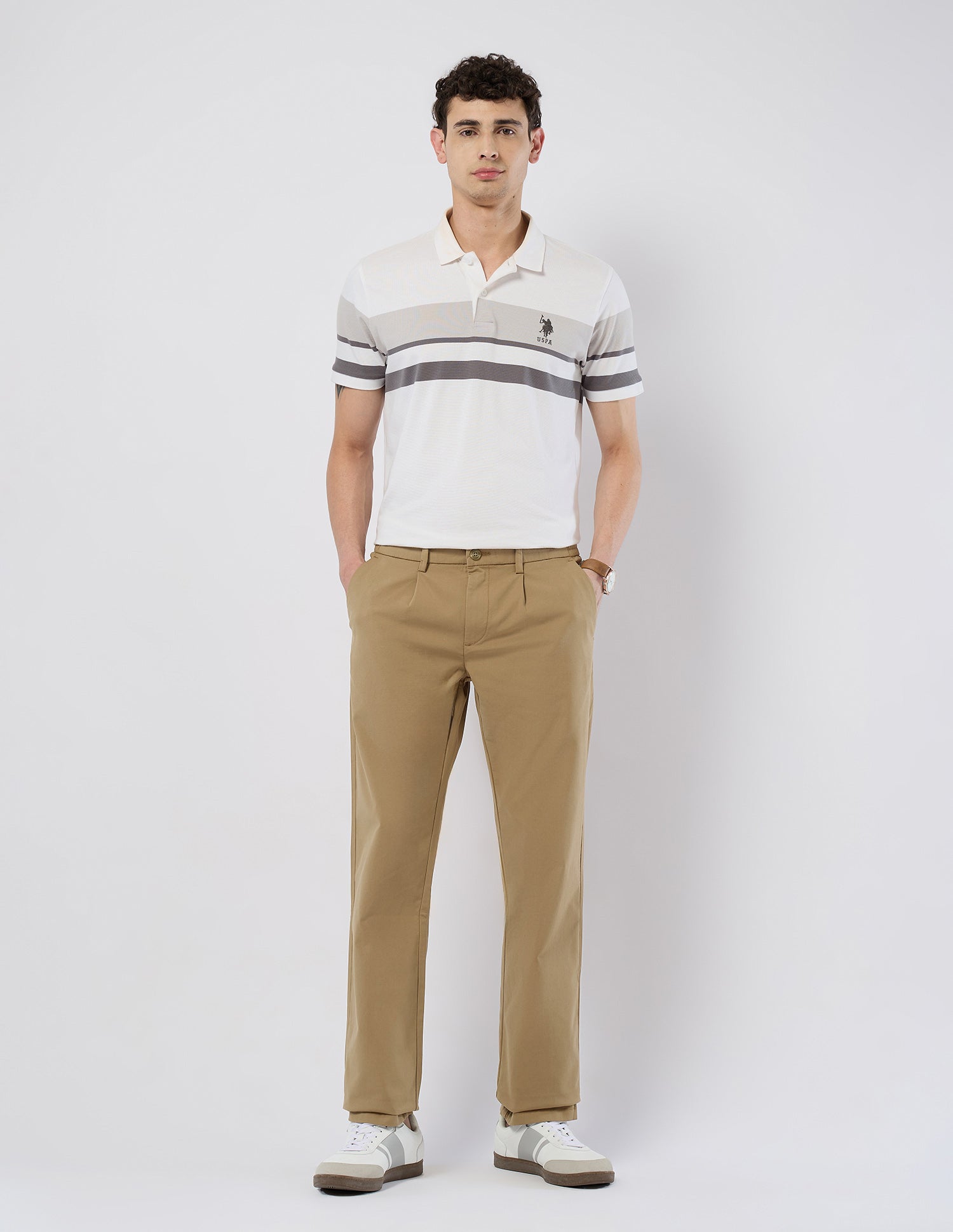 Mid Rise Denver Slim Fit Trousers Khaki - U.S. POLO ASSN. | Large