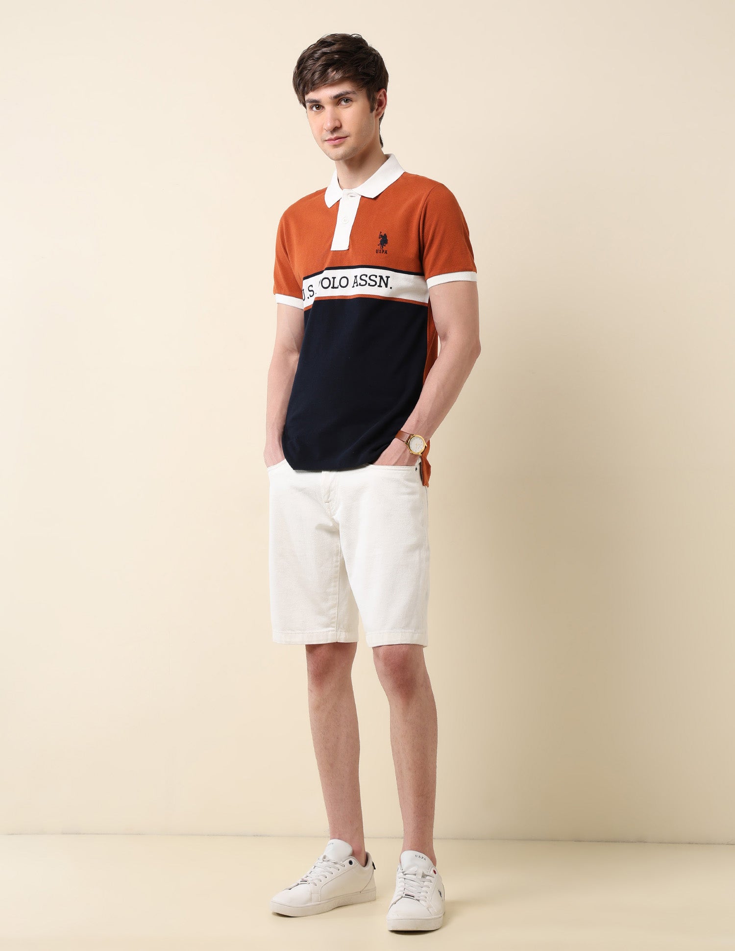 Colourblocked Classic Polo Shirt Rust - U.S. POLO ASSN. | Large
