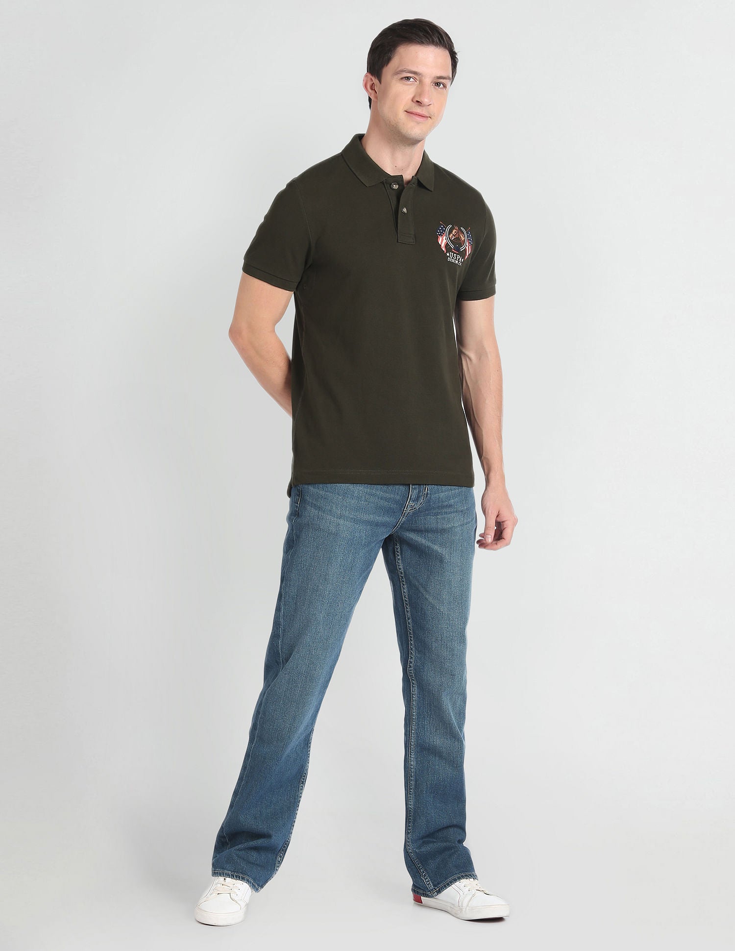 Solid Pique Polo Shirt Green - U.S. Polo Assn. India | Large