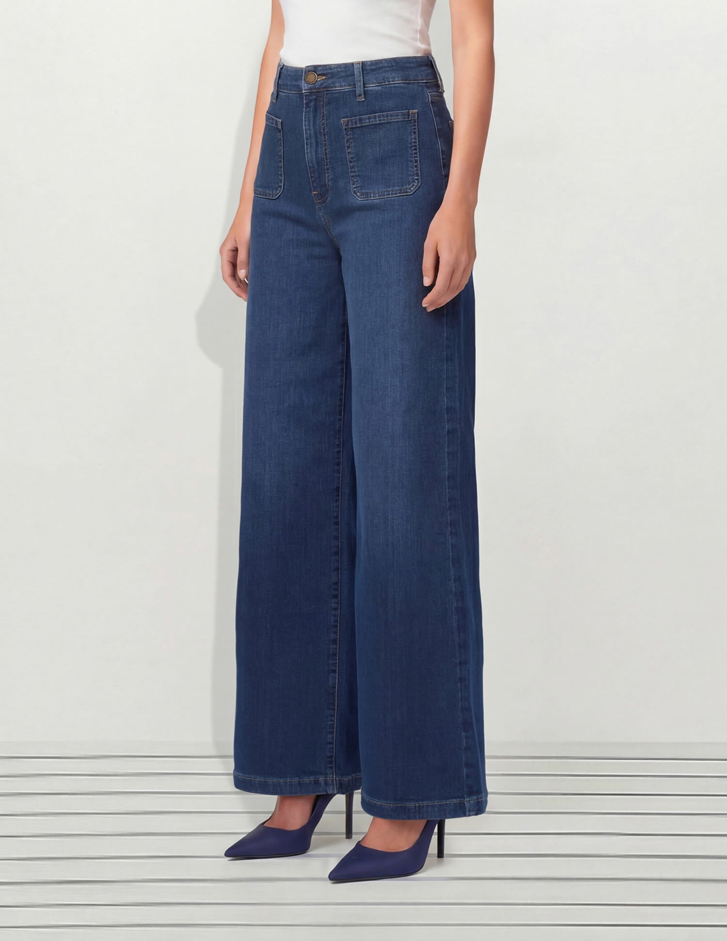 High Rise Ultra Wide Leg Fit Jeans Blue - U.S. Polo Assn. India | Large