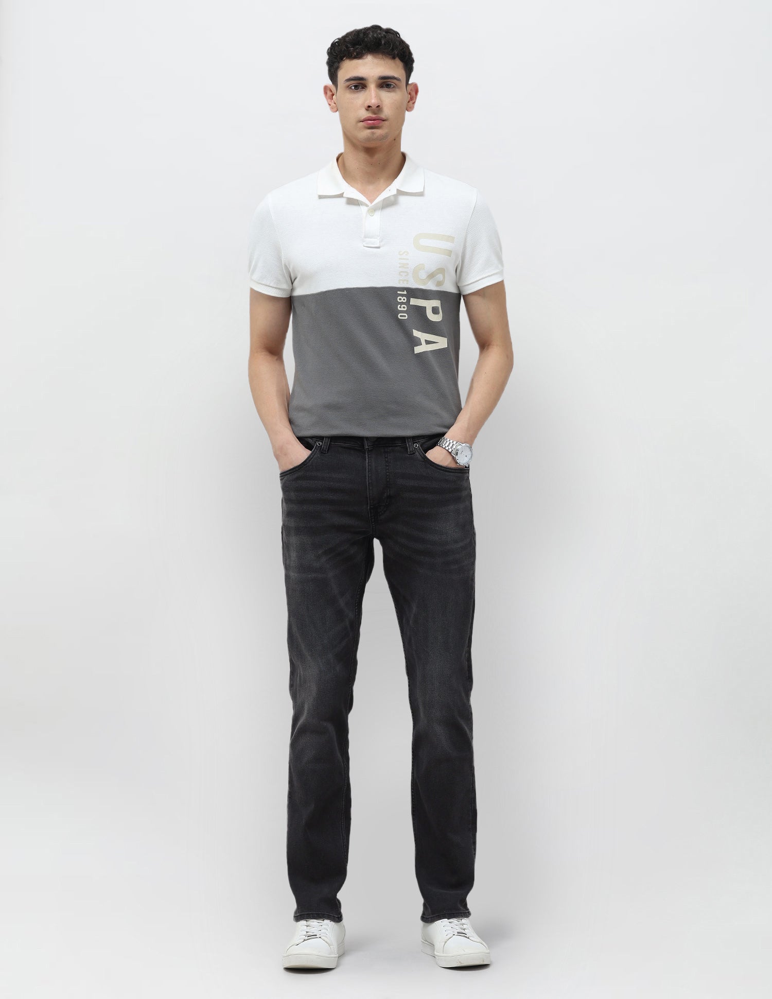 Brandon Slim Tapered Fit Whiskered Jeans Black - U.S. POLO ASSN. | Large