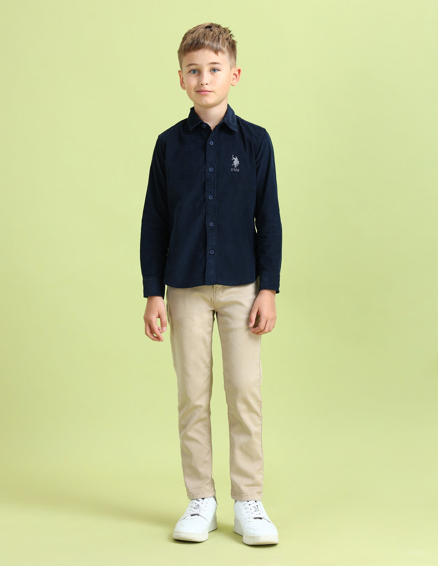 Boys Textured Regular Fit Shirt Navy - U.S. POLO ASSN. | Large