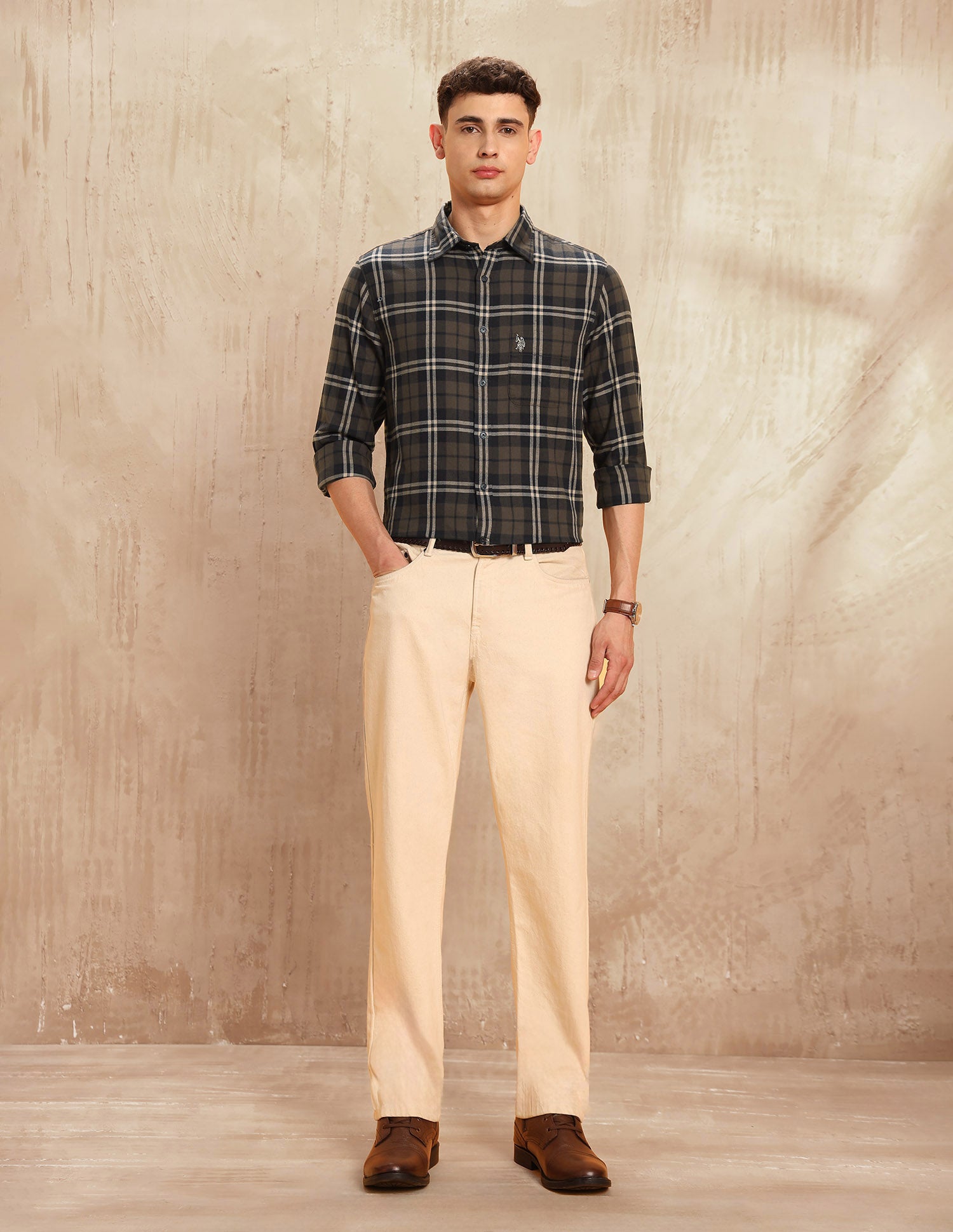 Tartan Checked Regular Fit Shirt Dark Brown - U.S. POLO ASSN. | Large