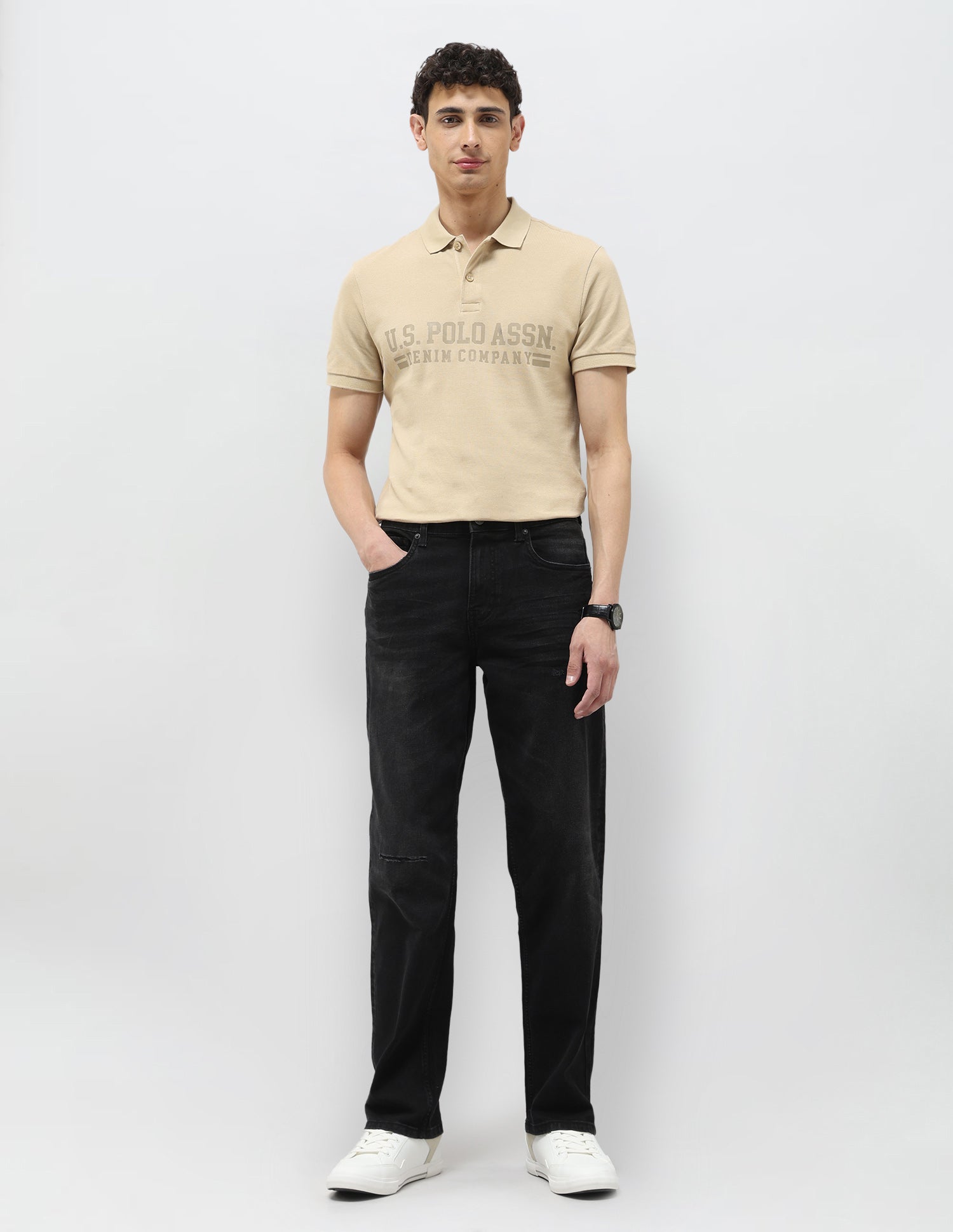 Shawn Relaxed Fit Black Jeans Black - U.S. Polo Assn. India | Large