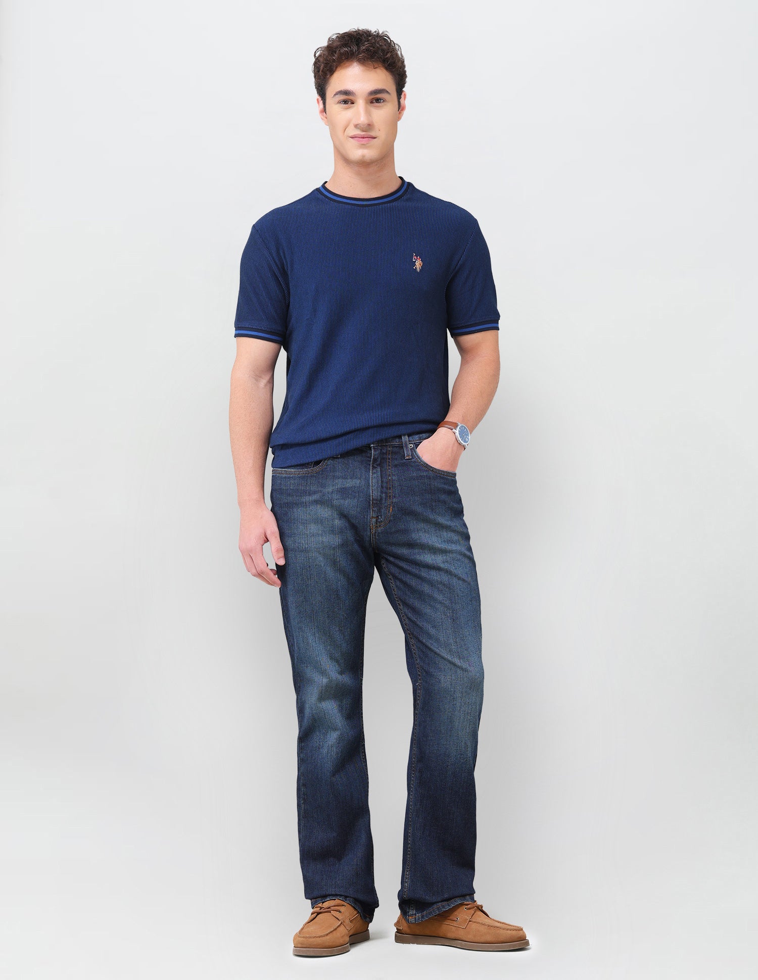 Connor Bootcut Fit Blue Jeans Mid Blue - U.S. Polo Assn. India | Large