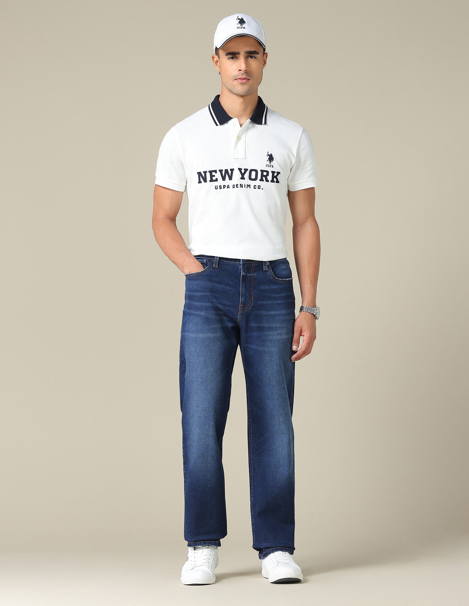 Shawn Relaxed Fit Blue Jeans Dark Blue - U.S. Polo Assn. India | Large