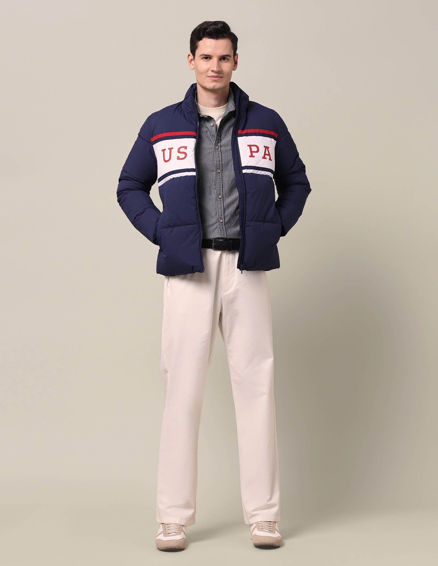Colourblocked Puffer Jacket Navy - U.S. Polo Assn. India | Large