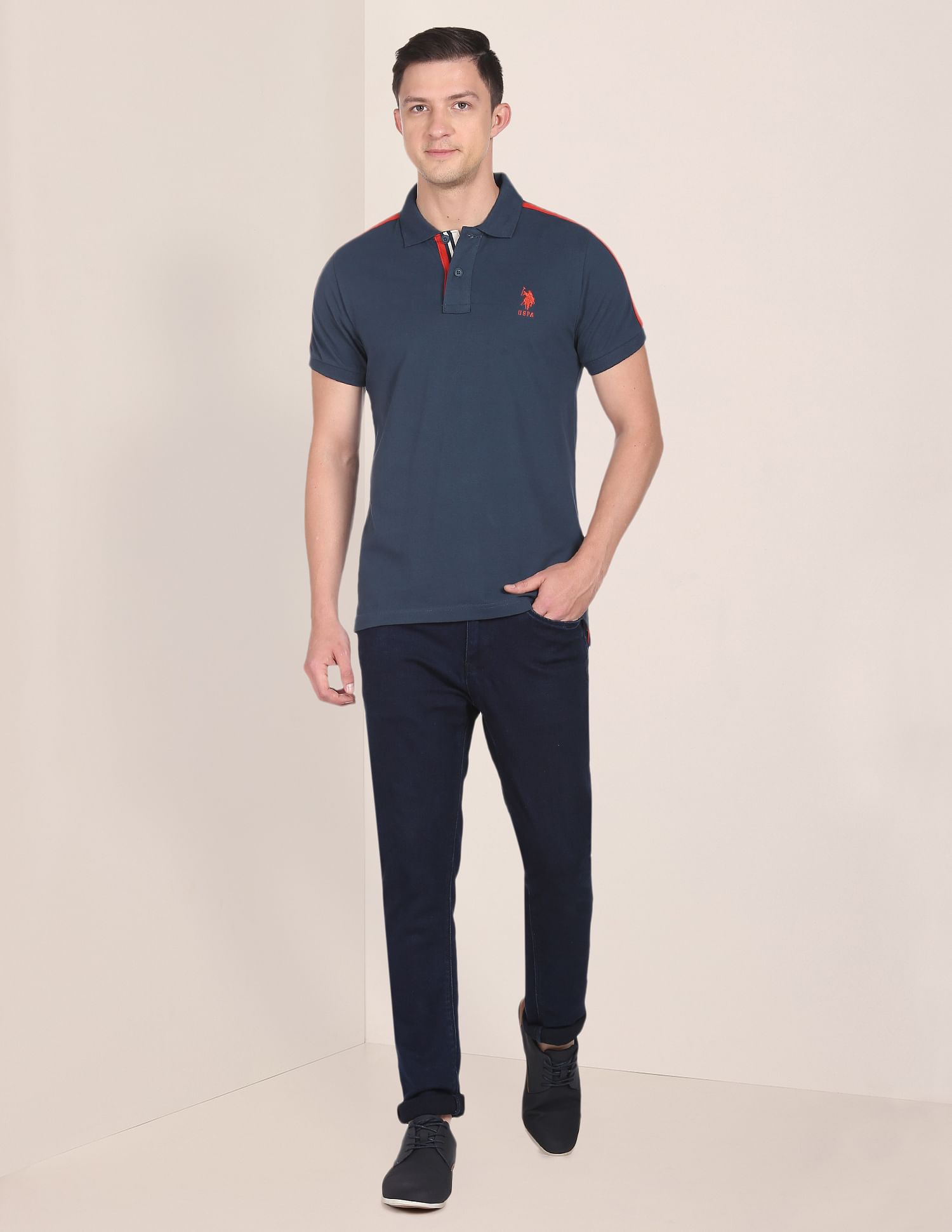 Solid Cotton Polo Shirt Teal - U.S. POLO ASSN. | Large