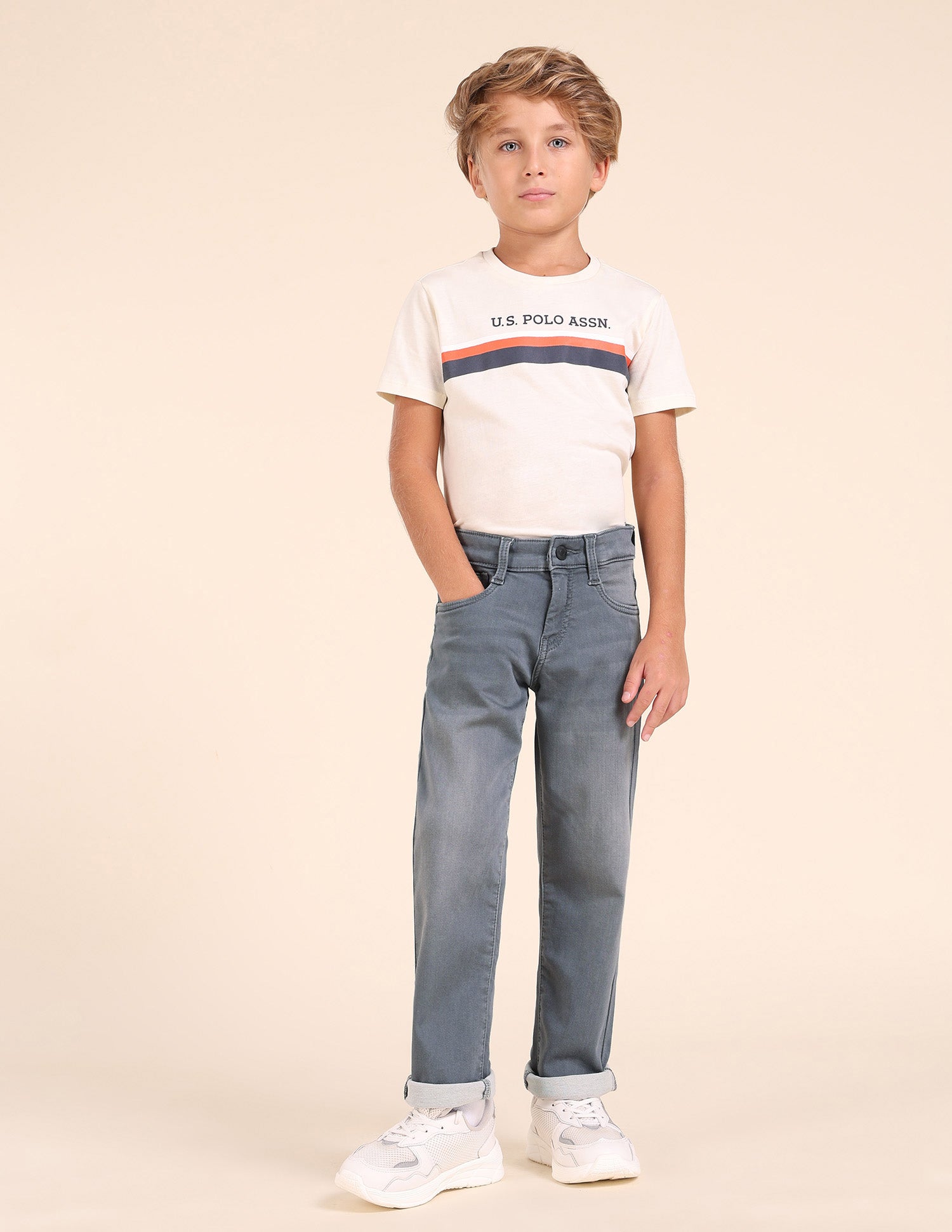 Boys Relaxed Fit Grey Jeans Dark Grey - U.S. POLO ASSN. | Large