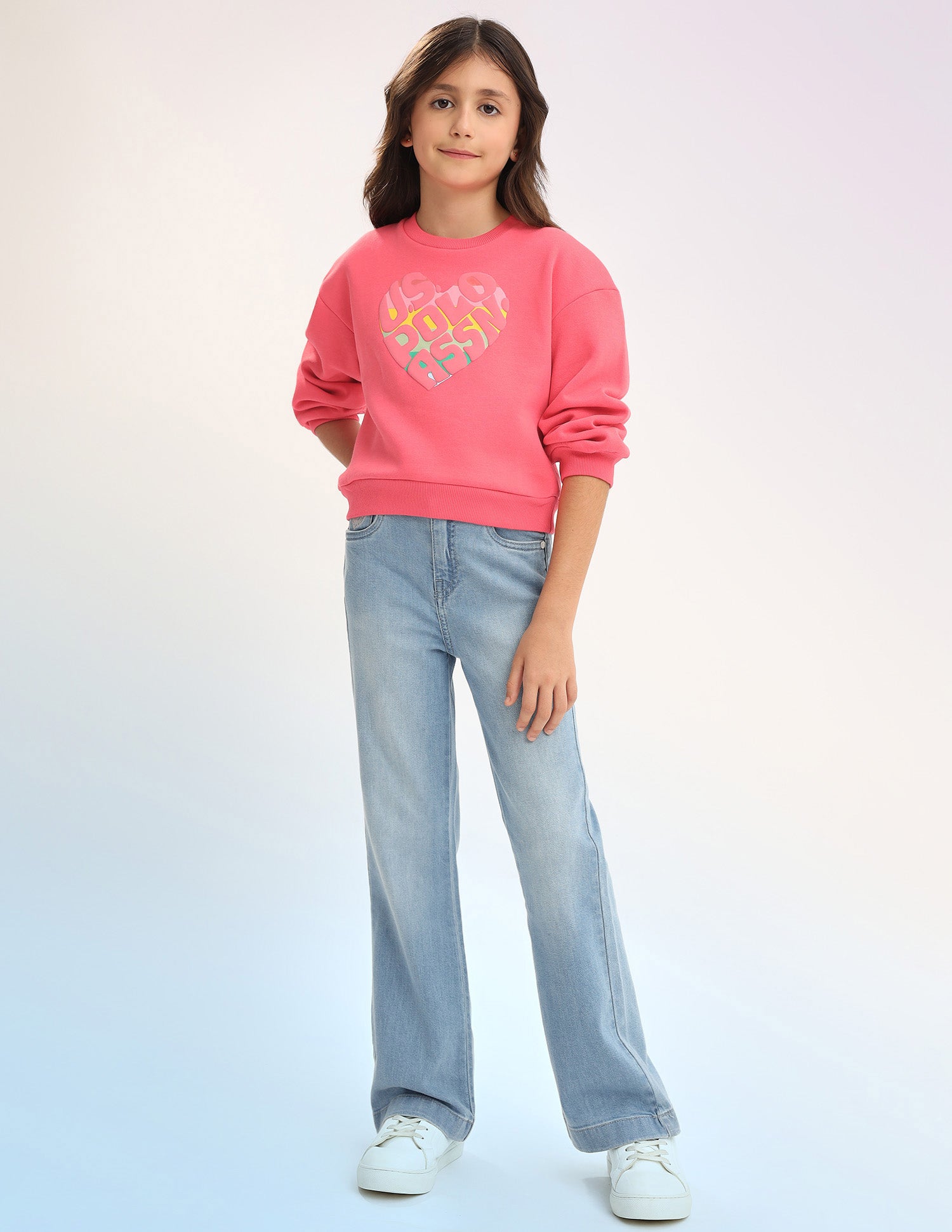 Brand Printed Regular Fit Sweatshirt Coral - U.S. POLO ASSN. | Large