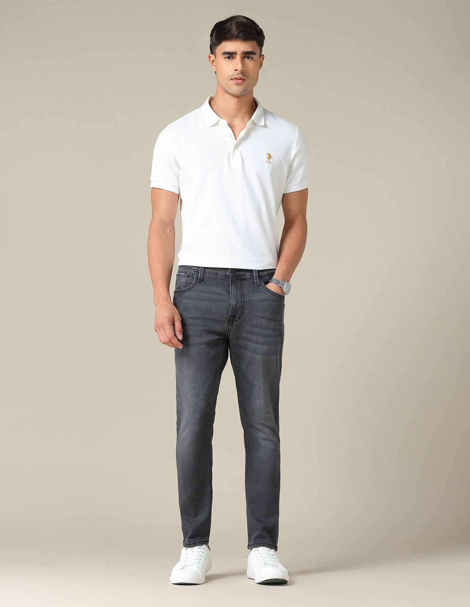 Cole Comfort Cropped Fit Black Jeans Black - U.S. POLO ASSN. | Large