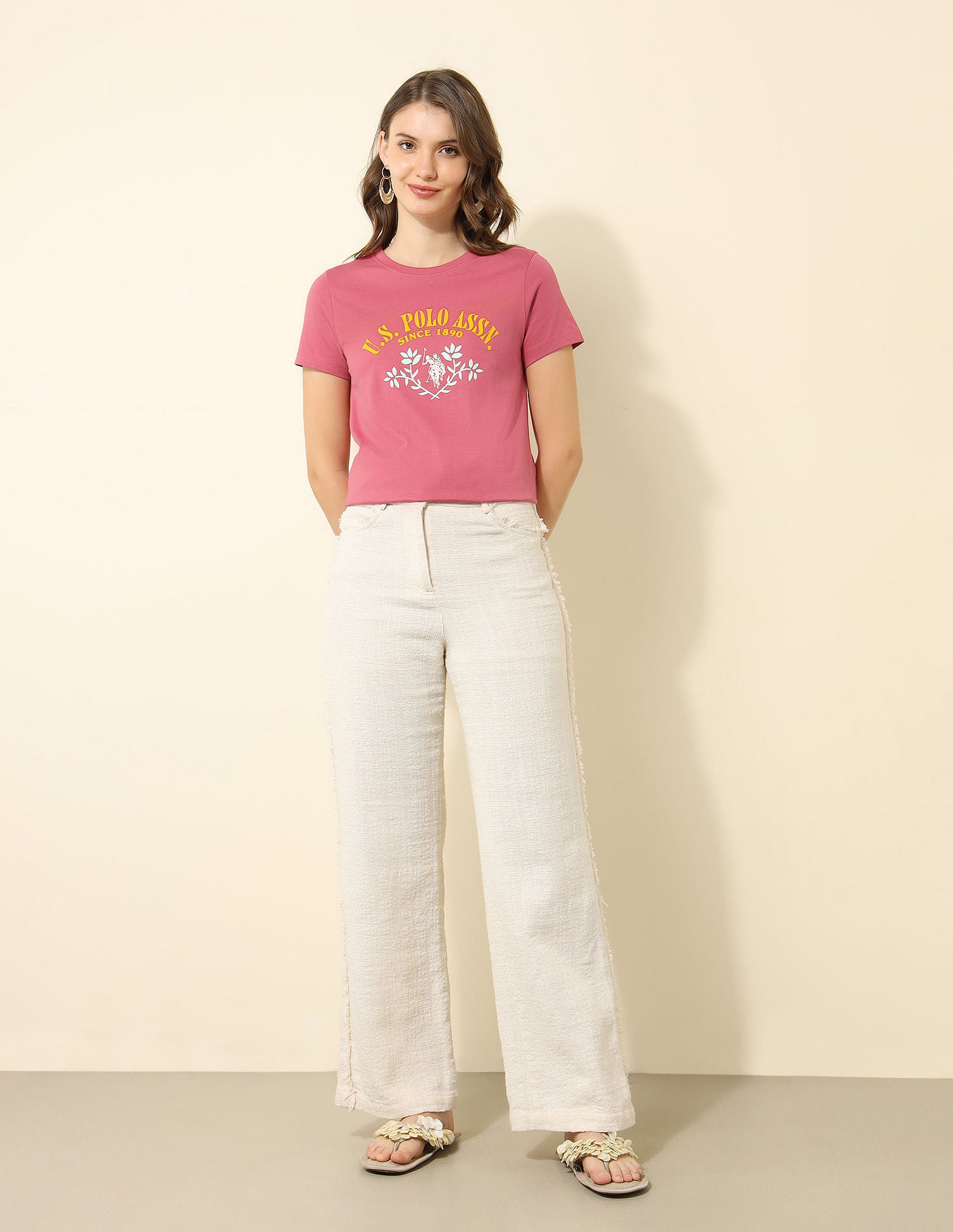 Regular Fit Brand Printed T-Shirt Pink - U.S. POLO ASSN. | Large