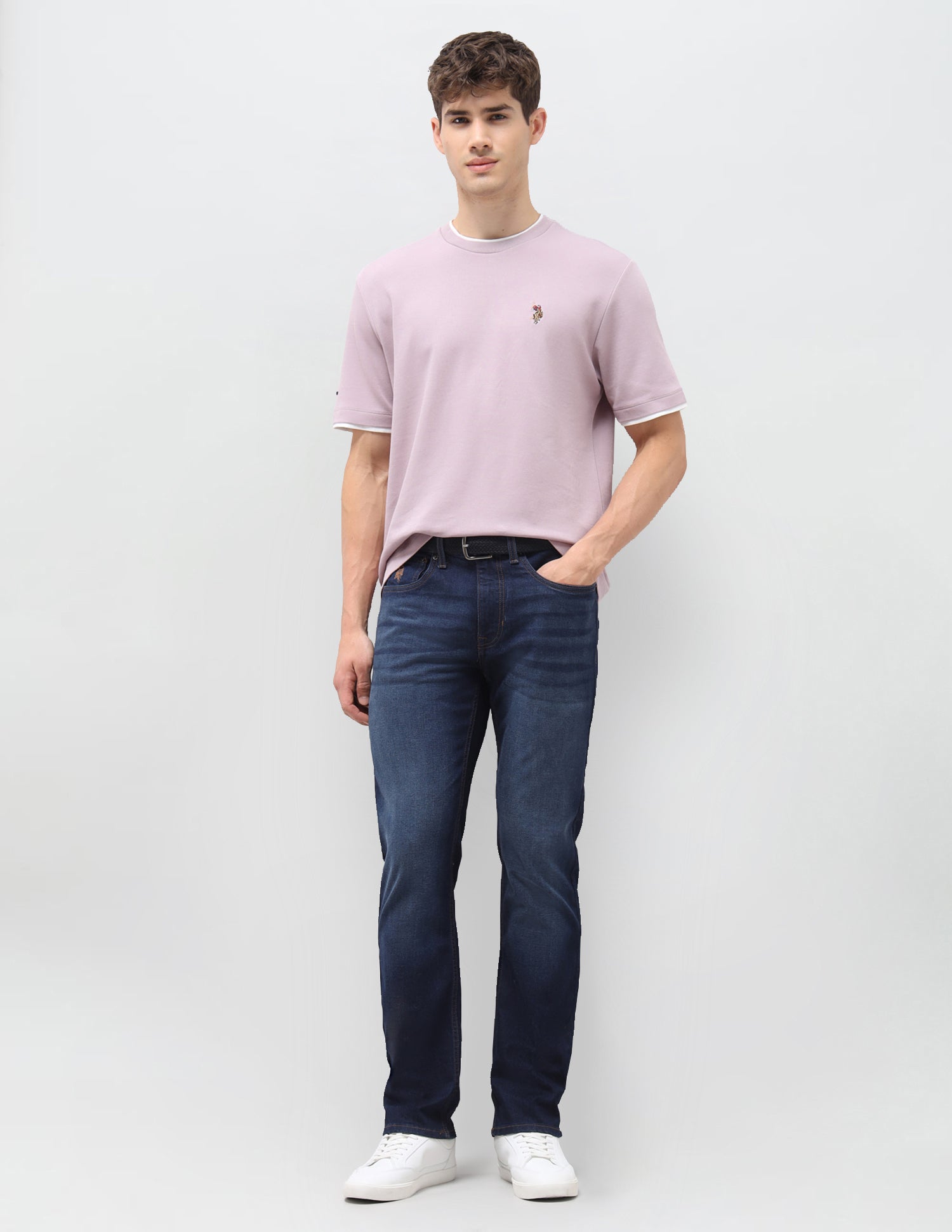 Solid Slim Fit T-Shirt Peach - U.S. Polo Assn. India | Large