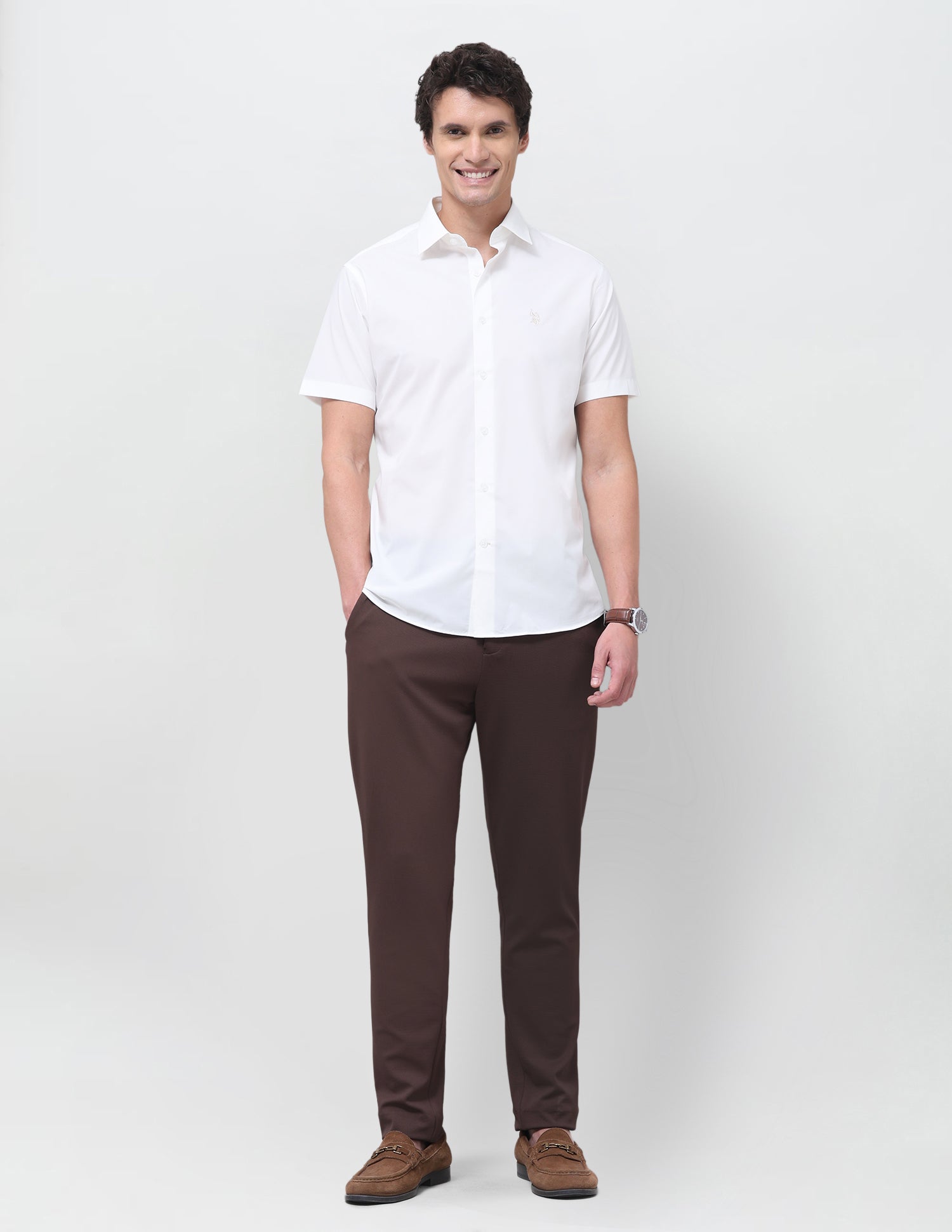 Solid Regular Fit Shirt White - U.S. Polo Assn. India | Large
