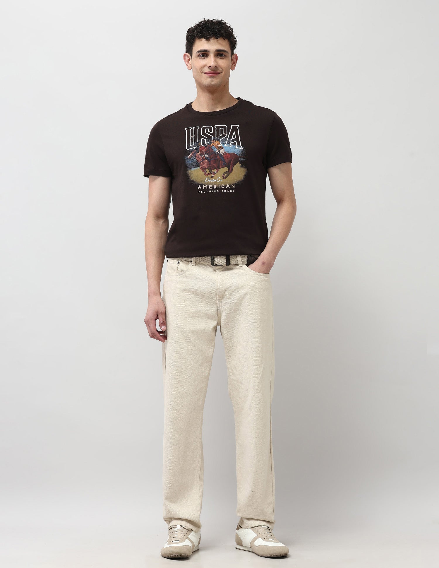 Brand Printed Muscle Fit T-Shirt Dark Brown - U.S. POLO ASSN. | Large