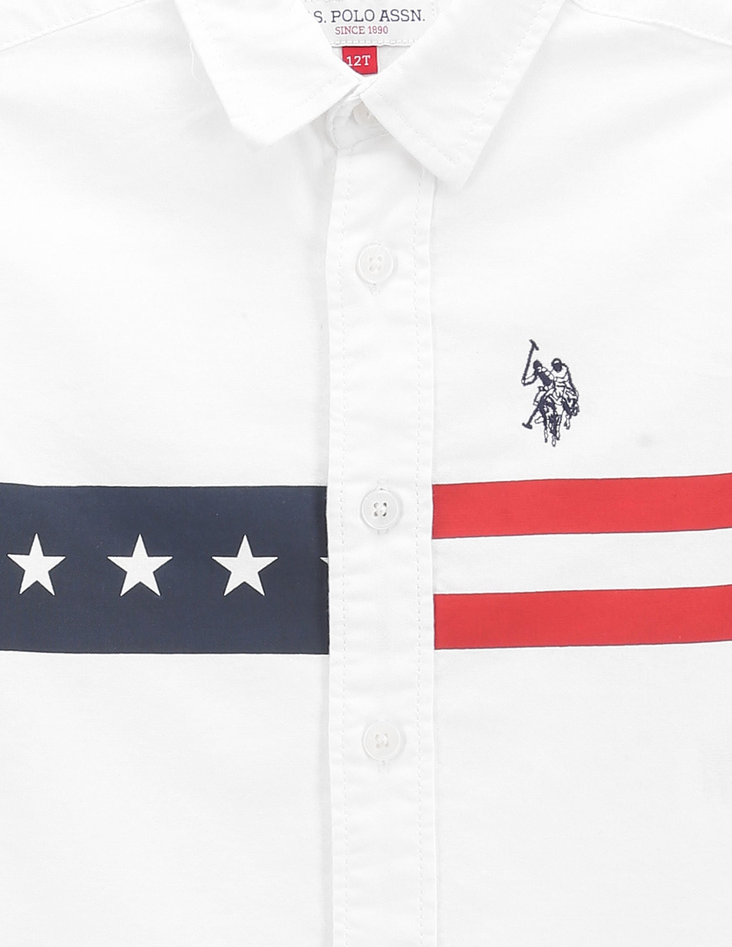 Pure Cotton Brand Print Shirt White - U.S. Polo Assn. India | Large