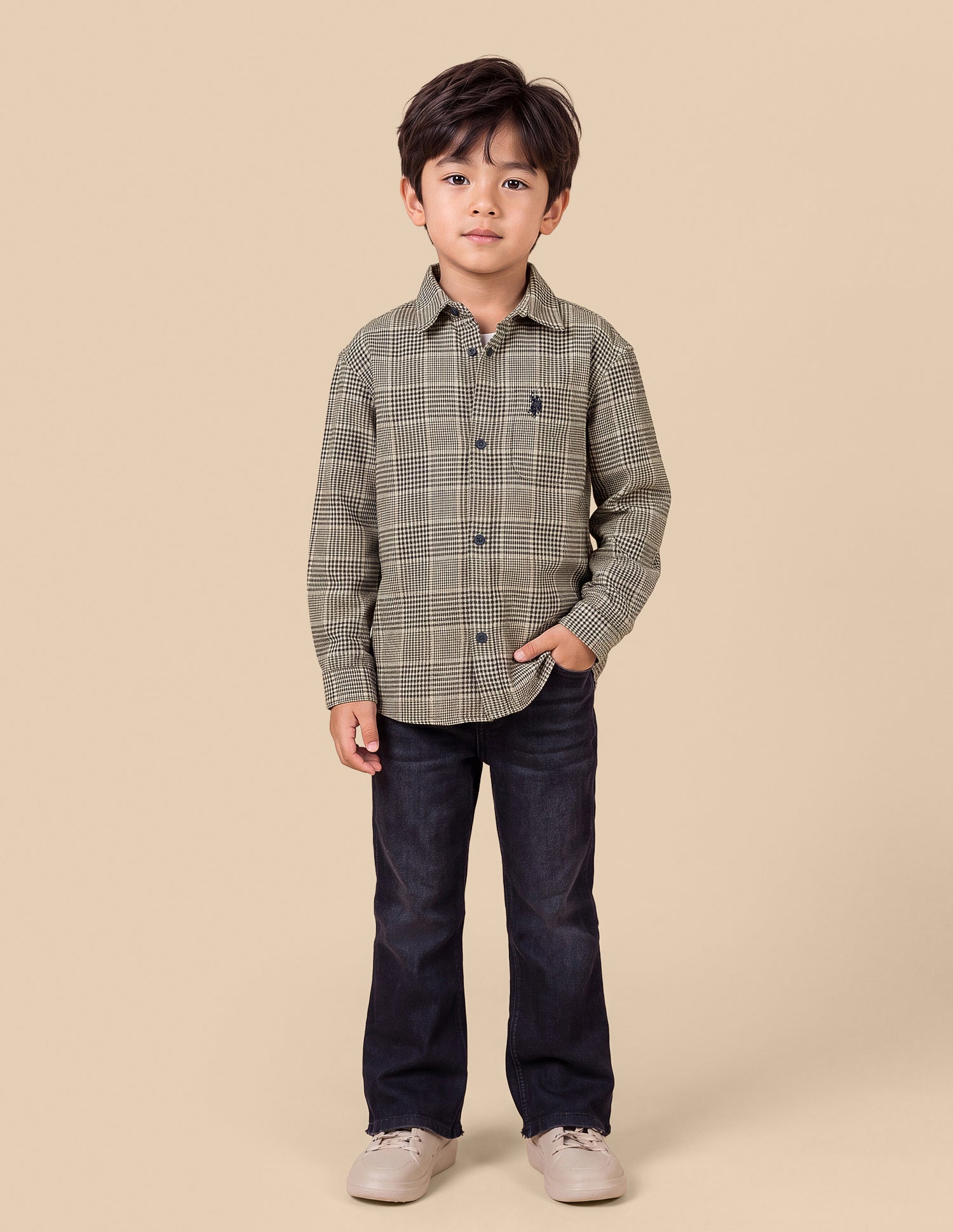 Plaid Checked Twill Shacket Beige - U.S. Polo Assn. India | Large