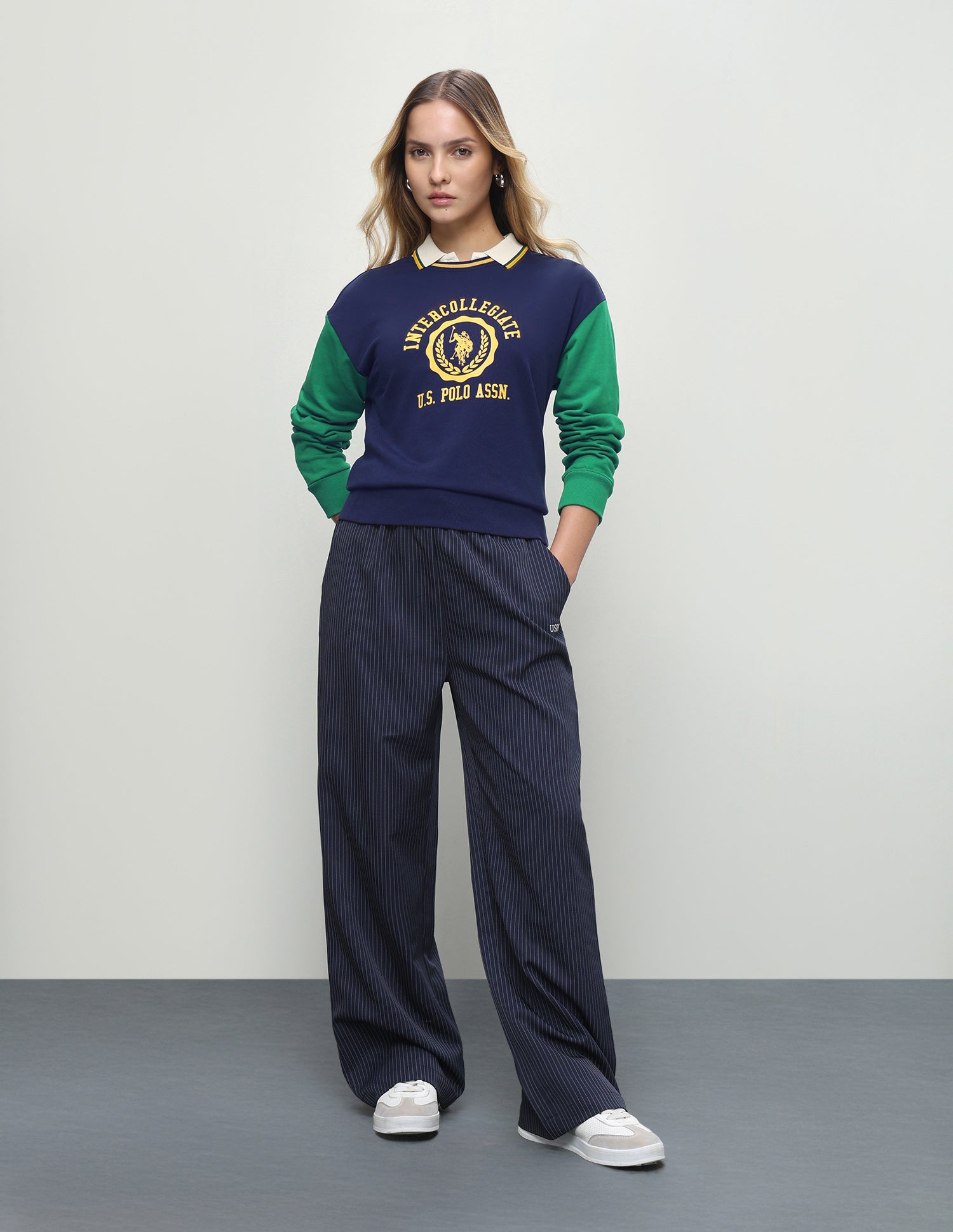 Colourblocked Relaxed Fit Sweatshirt Navy - U.S. Polo Assn. India | Large