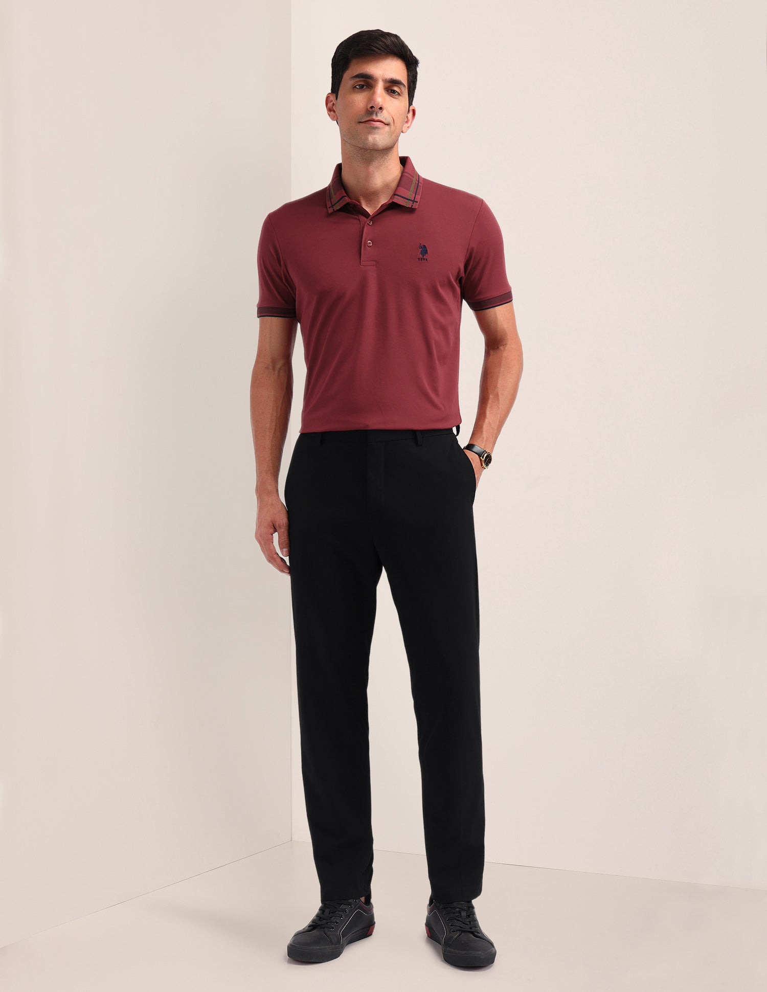 Solid Slim Fit Polo Shirt Red - U.S. Polo Assn. India | Large