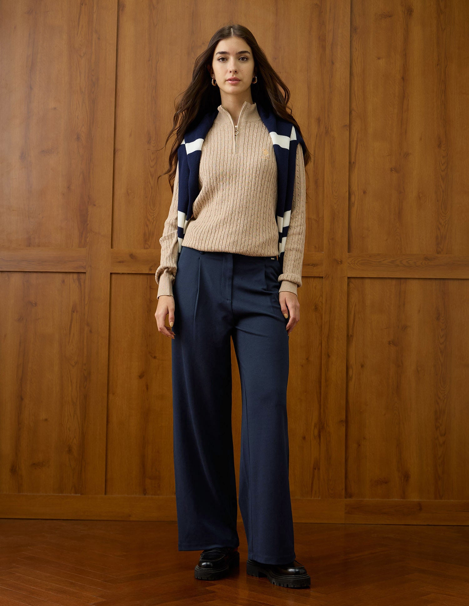 High Rise Wide Leg Trousers Blue - U.S. POLO ASSN. | Large