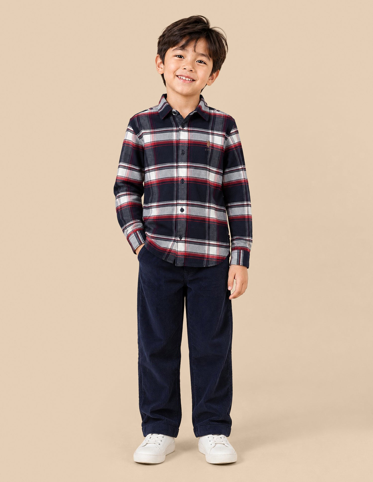 Plaid Checked Corduroy Shirt Red - U.S. Polo Assn. India | Large
