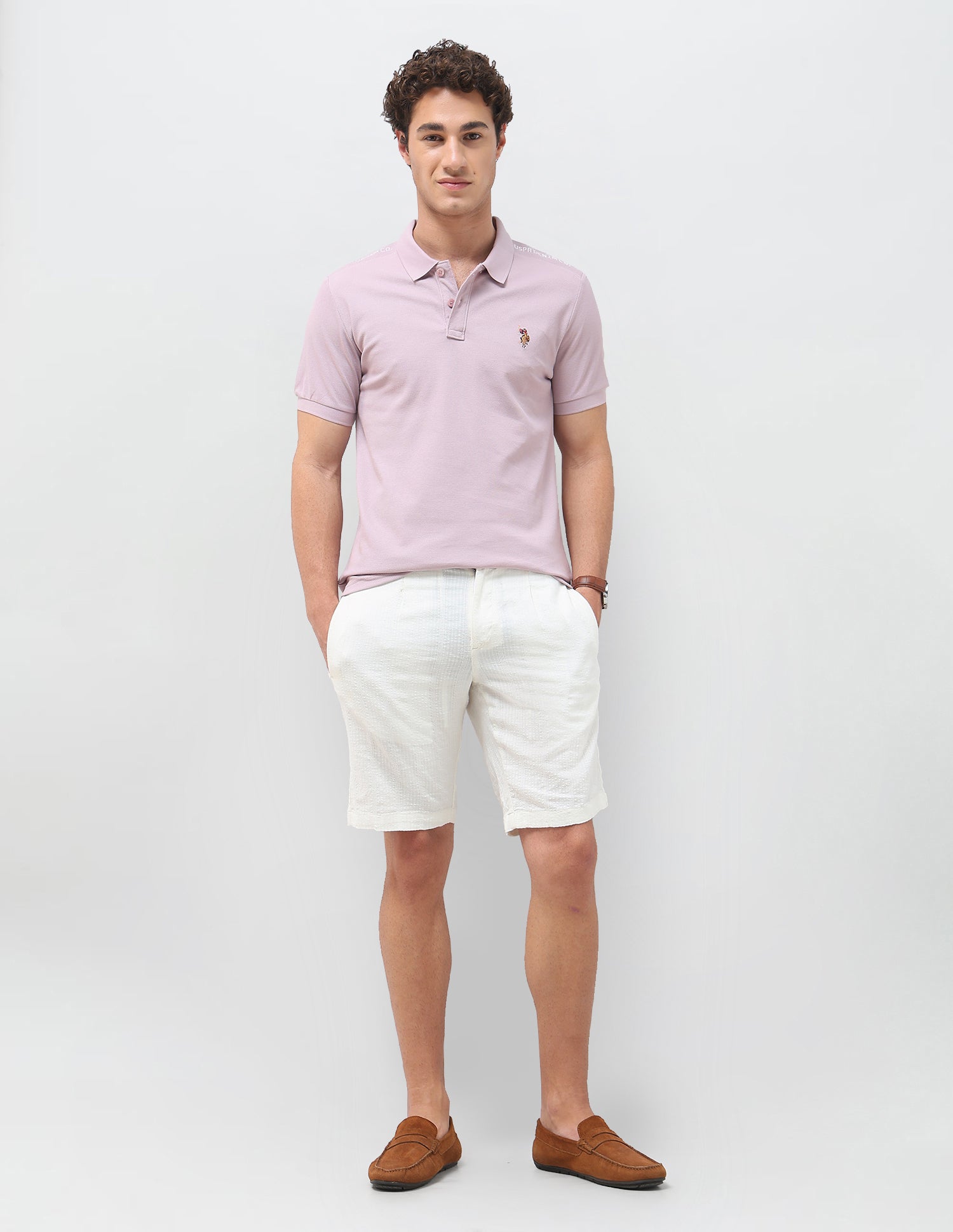 Solid Slim Fit Polo Shirt Peach - U.S. Polo Assn. India | Large