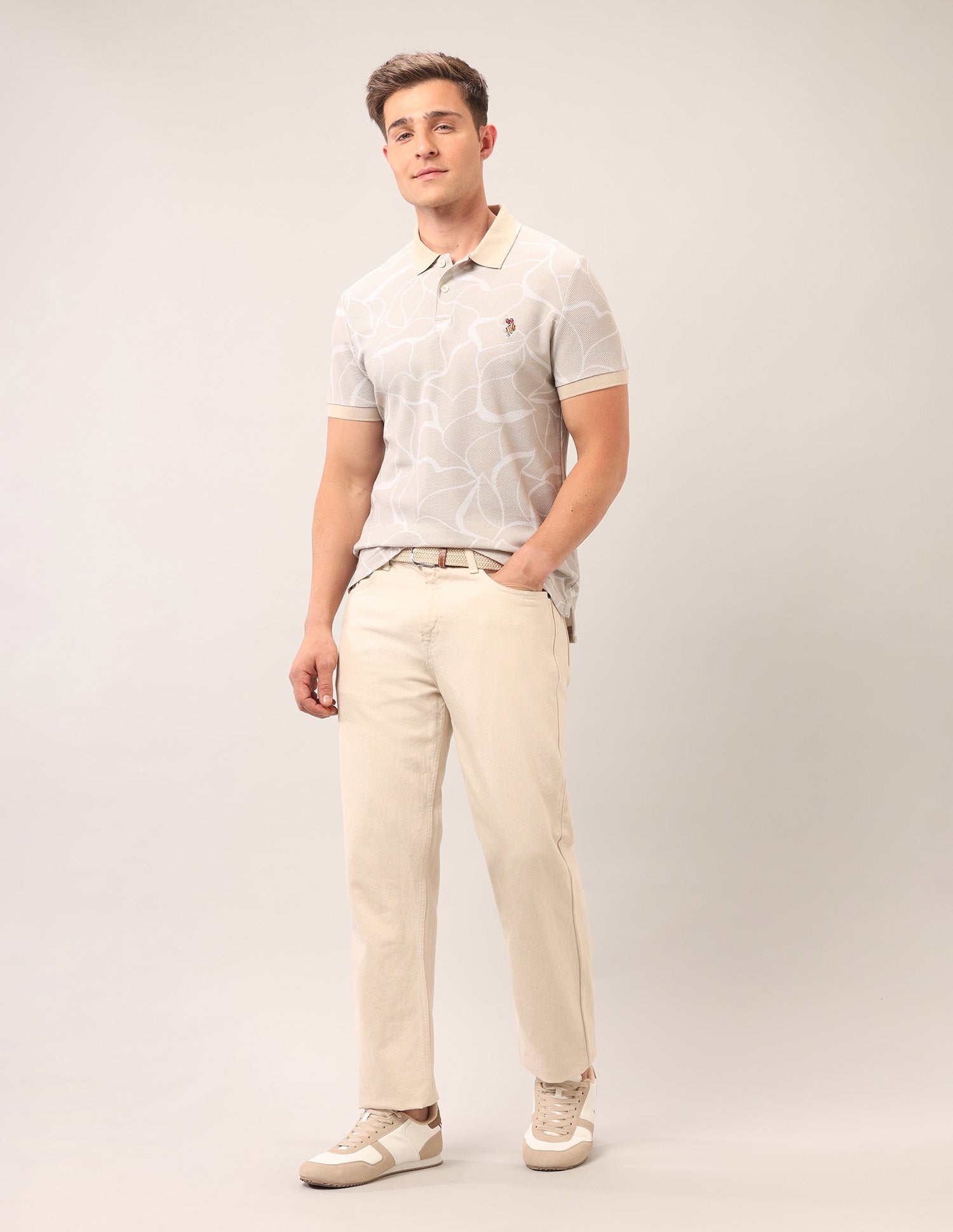 Muscle Fit Outdoor Polo Shirt Beige - U.S. Polo Assn. India | Large