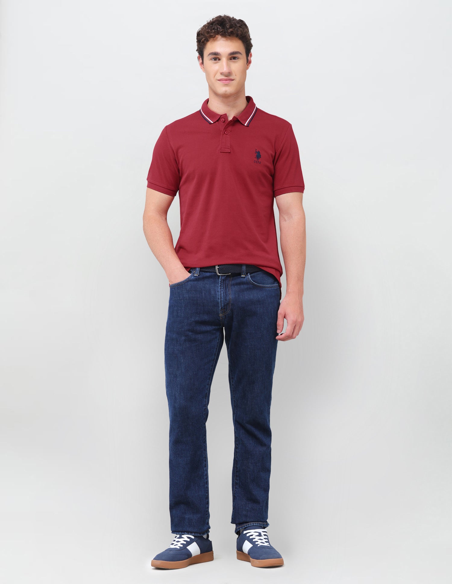Solid Regular Fit Polo Shirt Red - U.S. Polo Assn. India | Large