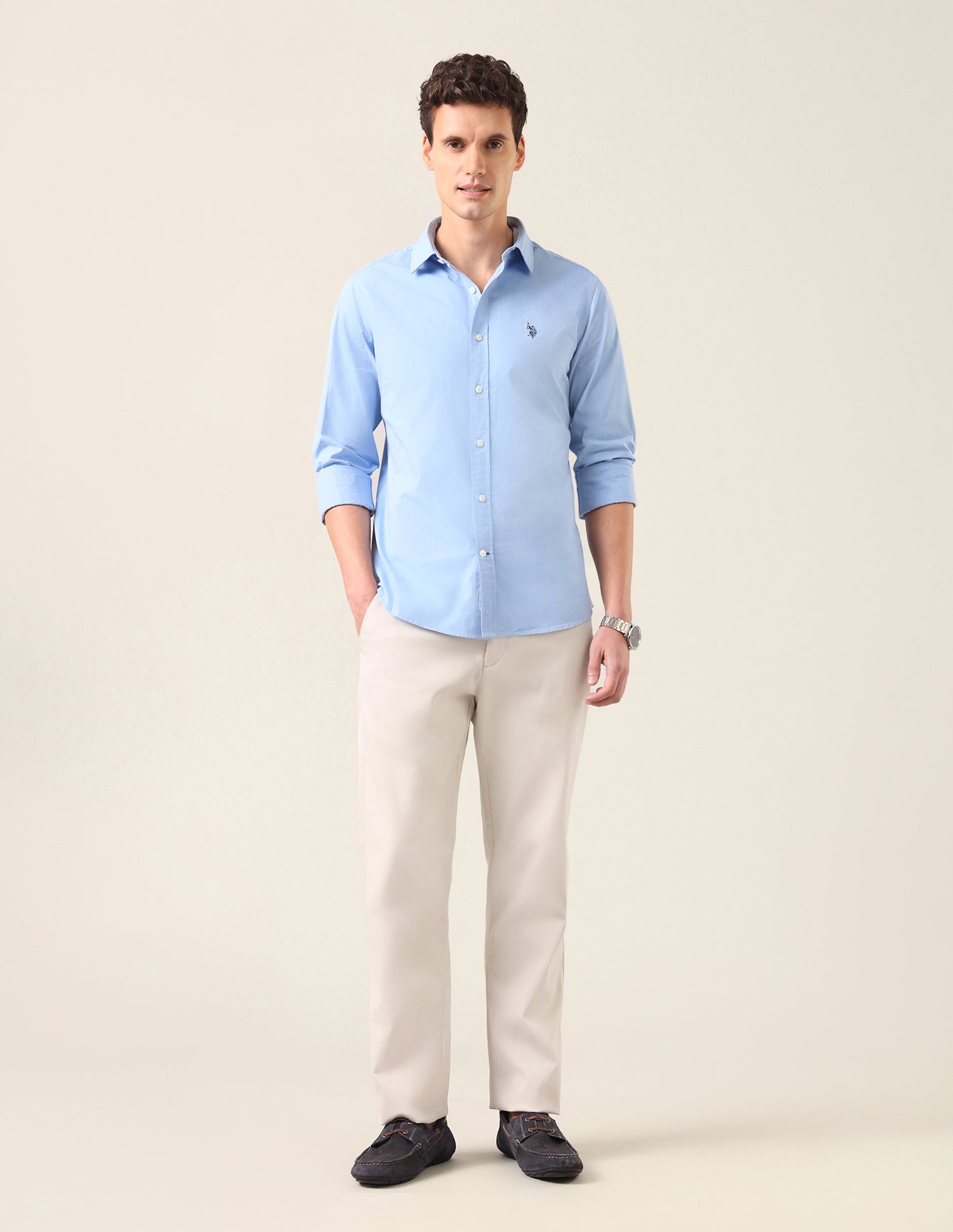 Solid Tailored Fit Shirt Light Blue - U.S. Polo Assn. India | Large