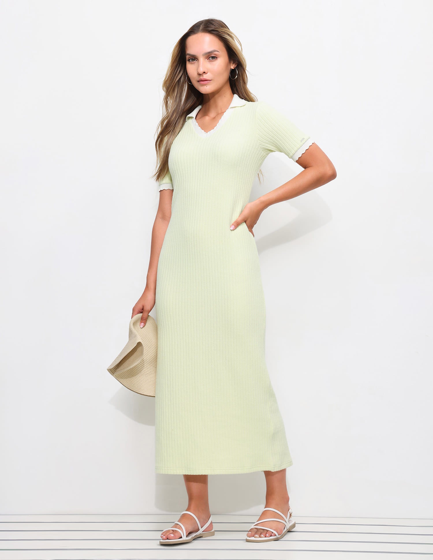 Textured Scalloped Collar Dress Green - U.S. Polo Assn. India | Large