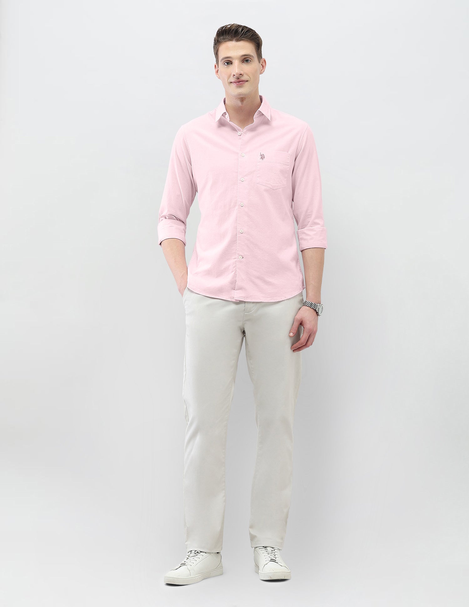 Solid Casa De Campo Shirt Light Pink - U.S. Polo Assn. India | Large