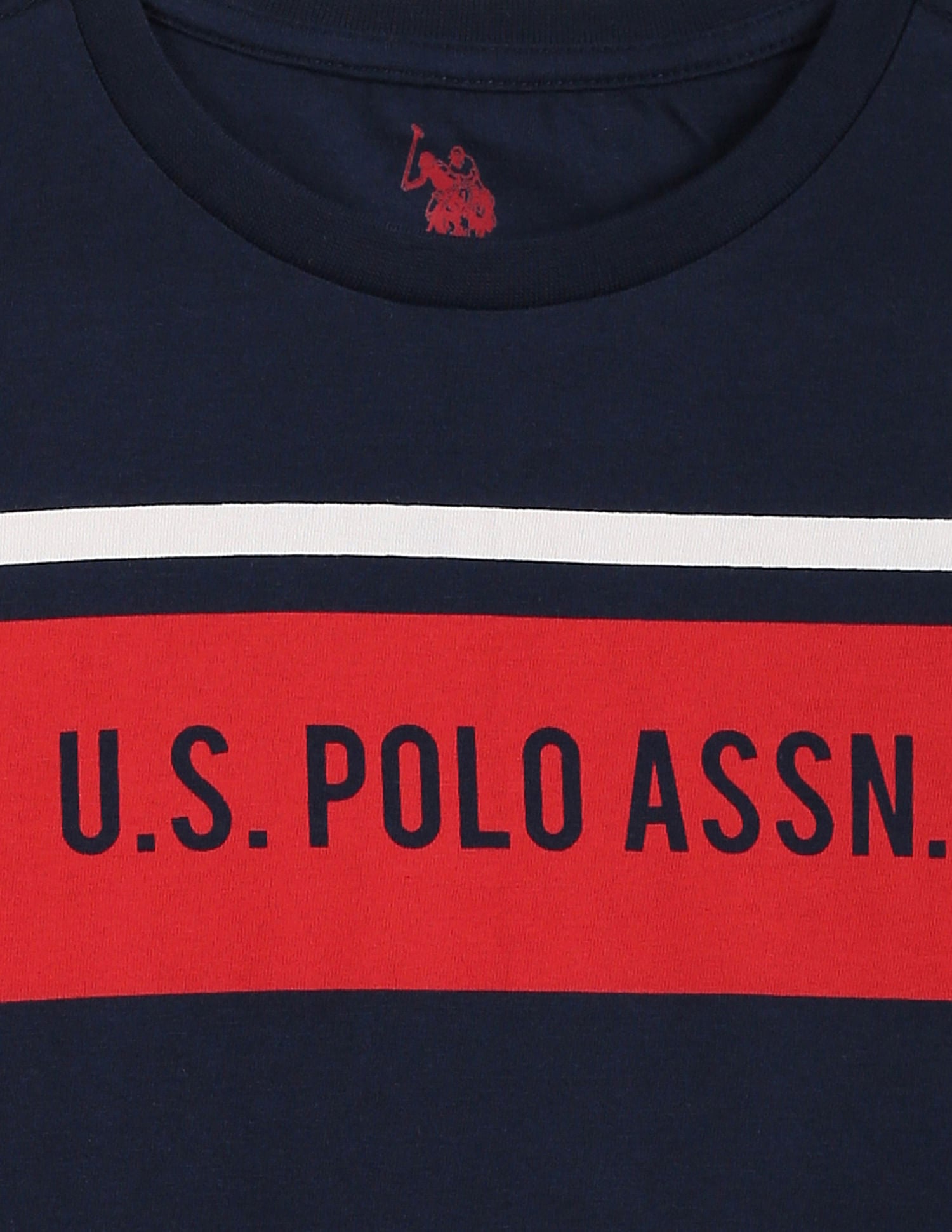 Boys Crew Neck Brand Print T-Shirt Navy - U.S. POLO ASSN. | Large