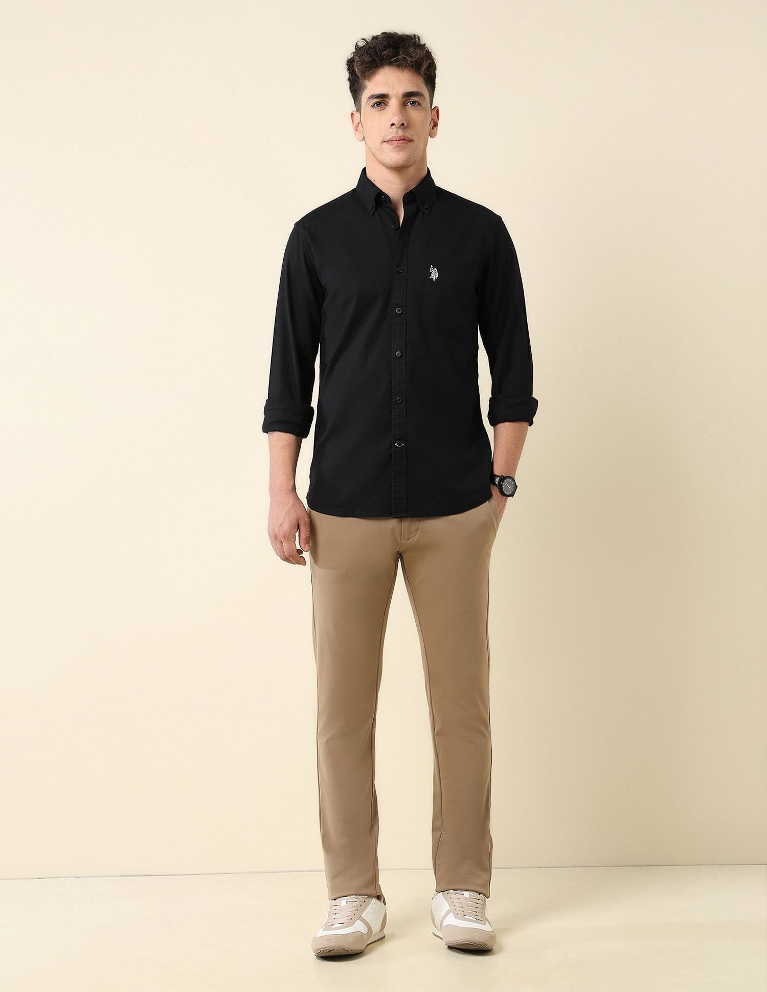 Oxford Stretch Button Down Shirt Black - U.S. Polo Assn. India | Large