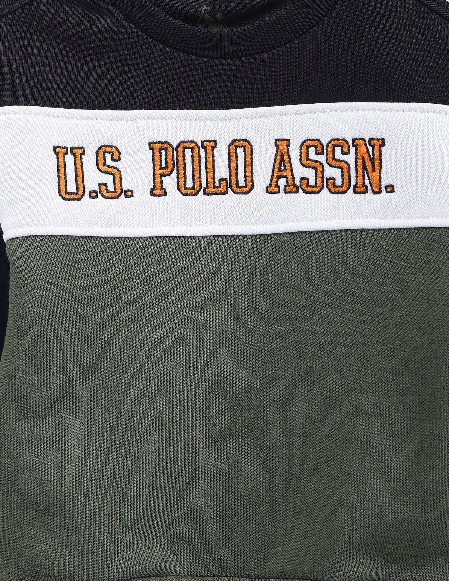 Boys Color Block Sweatshirt Olive - U.S. POLO ASSN. | Large