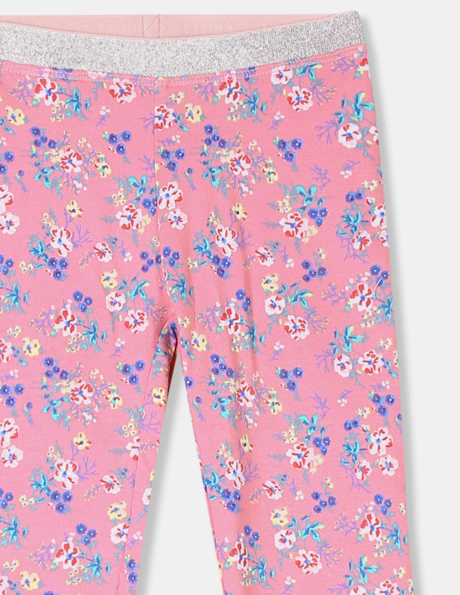 Girls Pink Shimmery Waistband Floral Print Leggings Pink - U.S. POLO ASSN. | Large