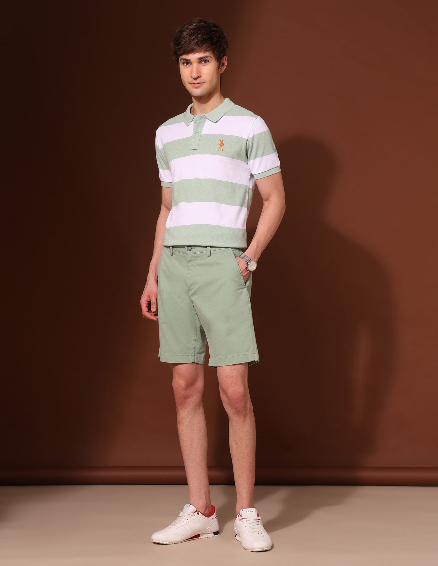 Pure Cotton Work And Wander Polo Shirt Green - U.S. Polo Assn. India | Large