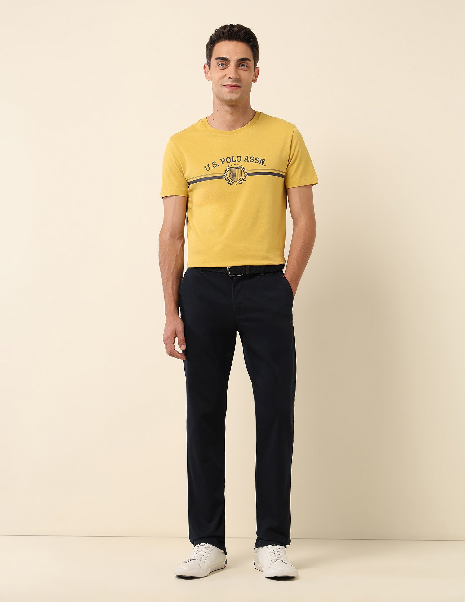 Slim Fit Brand Printed T-Shirt Mustard - U.S. Polo Assn. India | Large