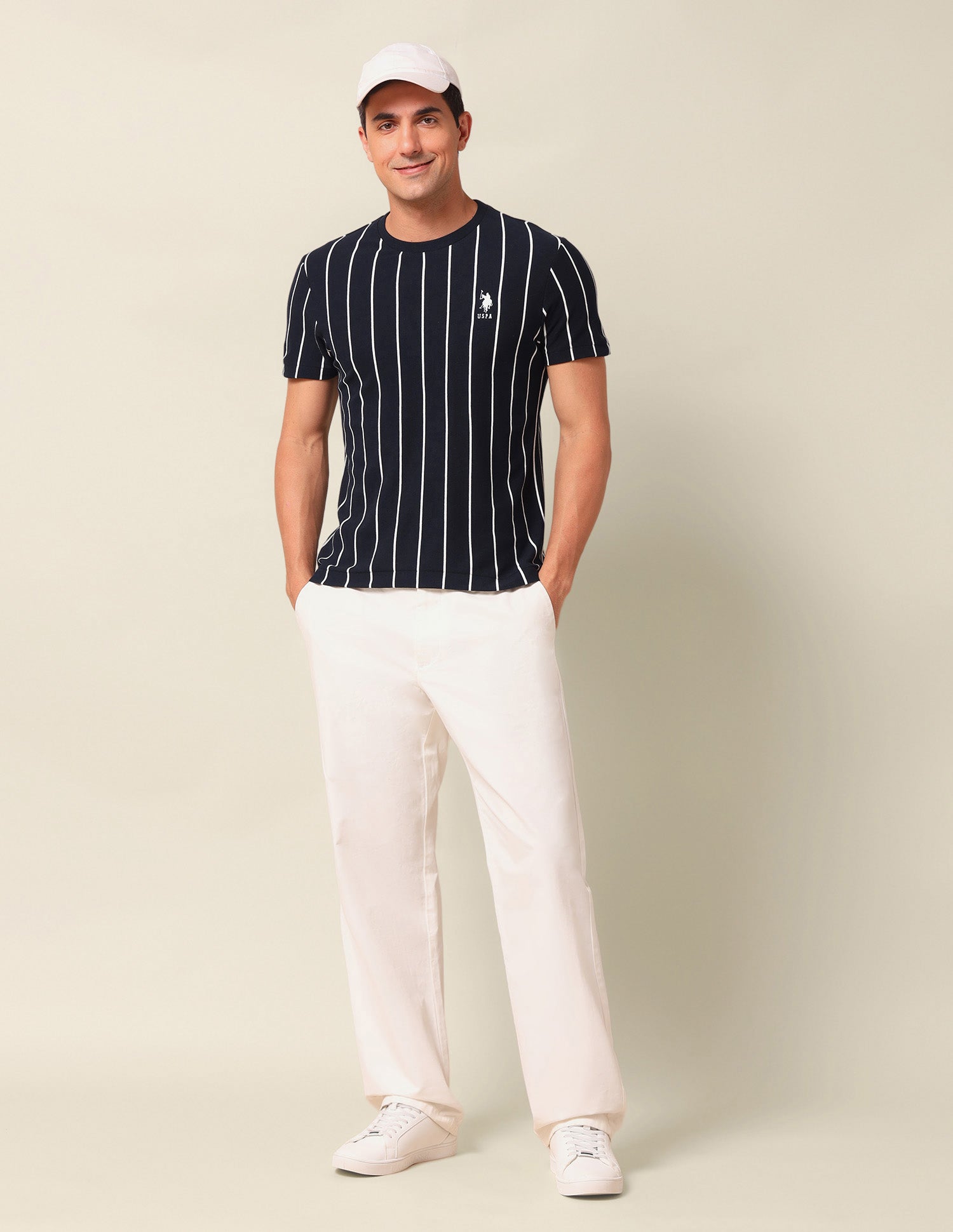 Vertical Striped Slim Fit T-Shirt Navy - U.S. Polo Assn. India | Large
