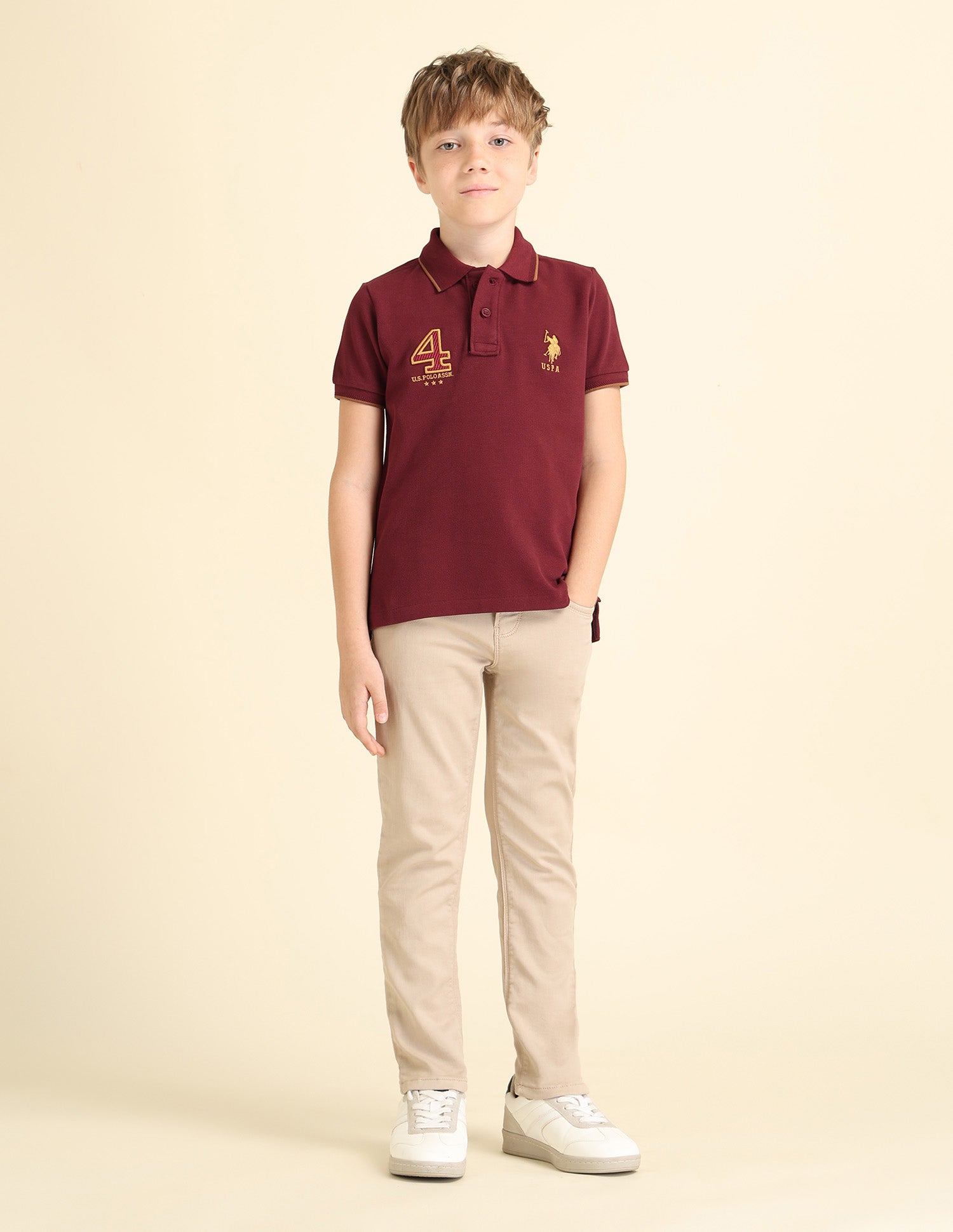 Boys Brand Appliqued Regular Fit Polo Shirt Burgundy - U.S. POLO ASSN. | Large
