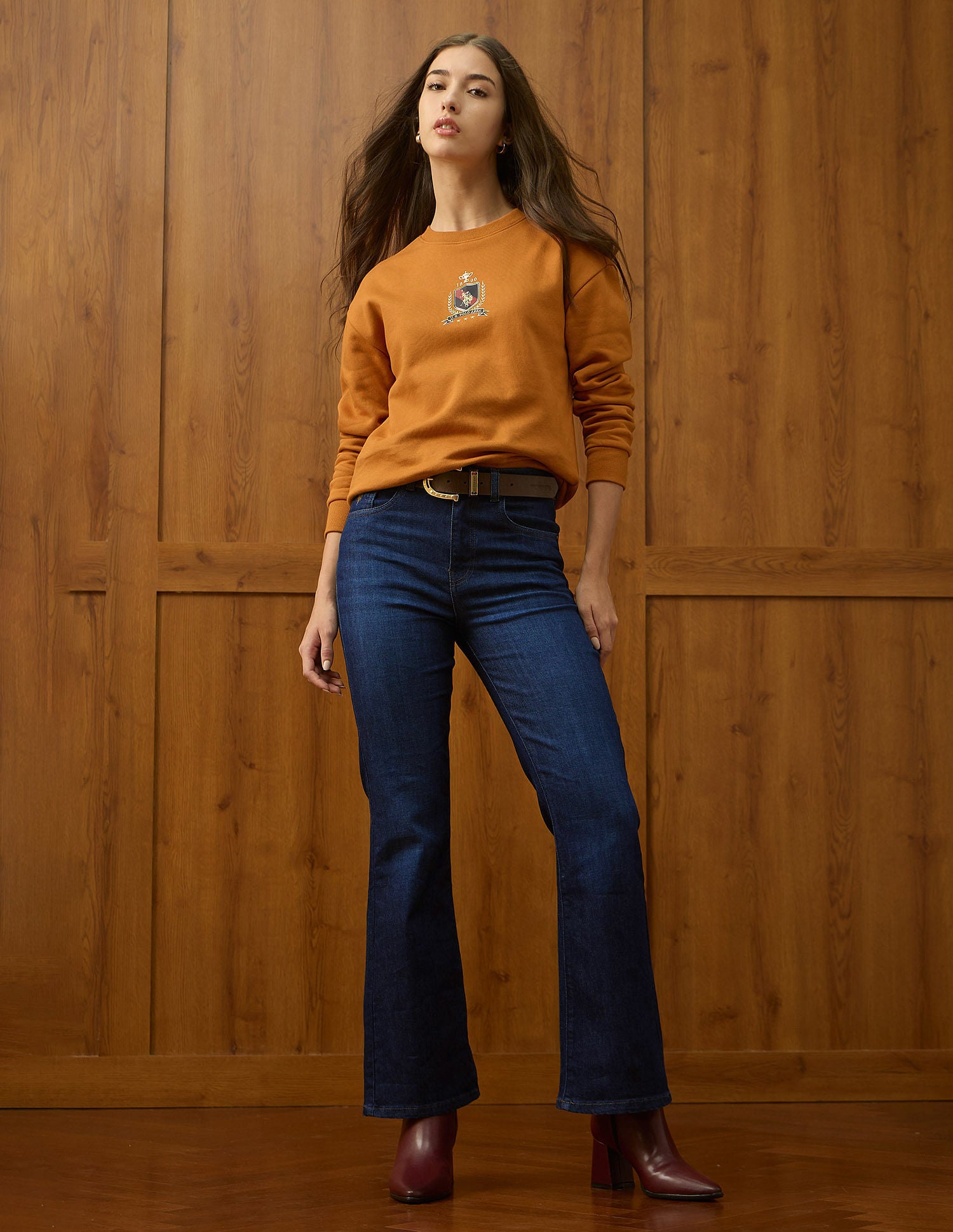 High Rise Flared Fit Jeans Dark Blue - U.S. POLO ASSN. | Large