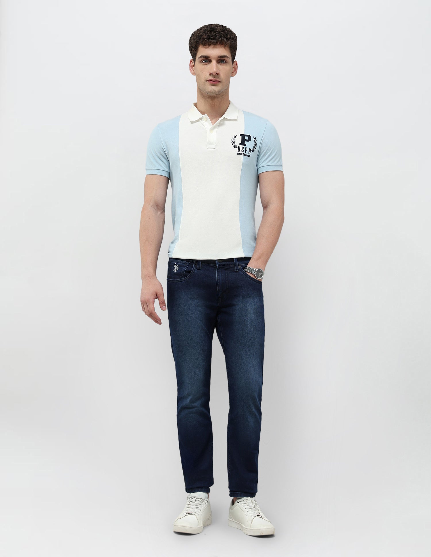 Brandon Slim Tapered Fit Stone Washed Jeans Indigo - U.S. POLO ASSN. | Large