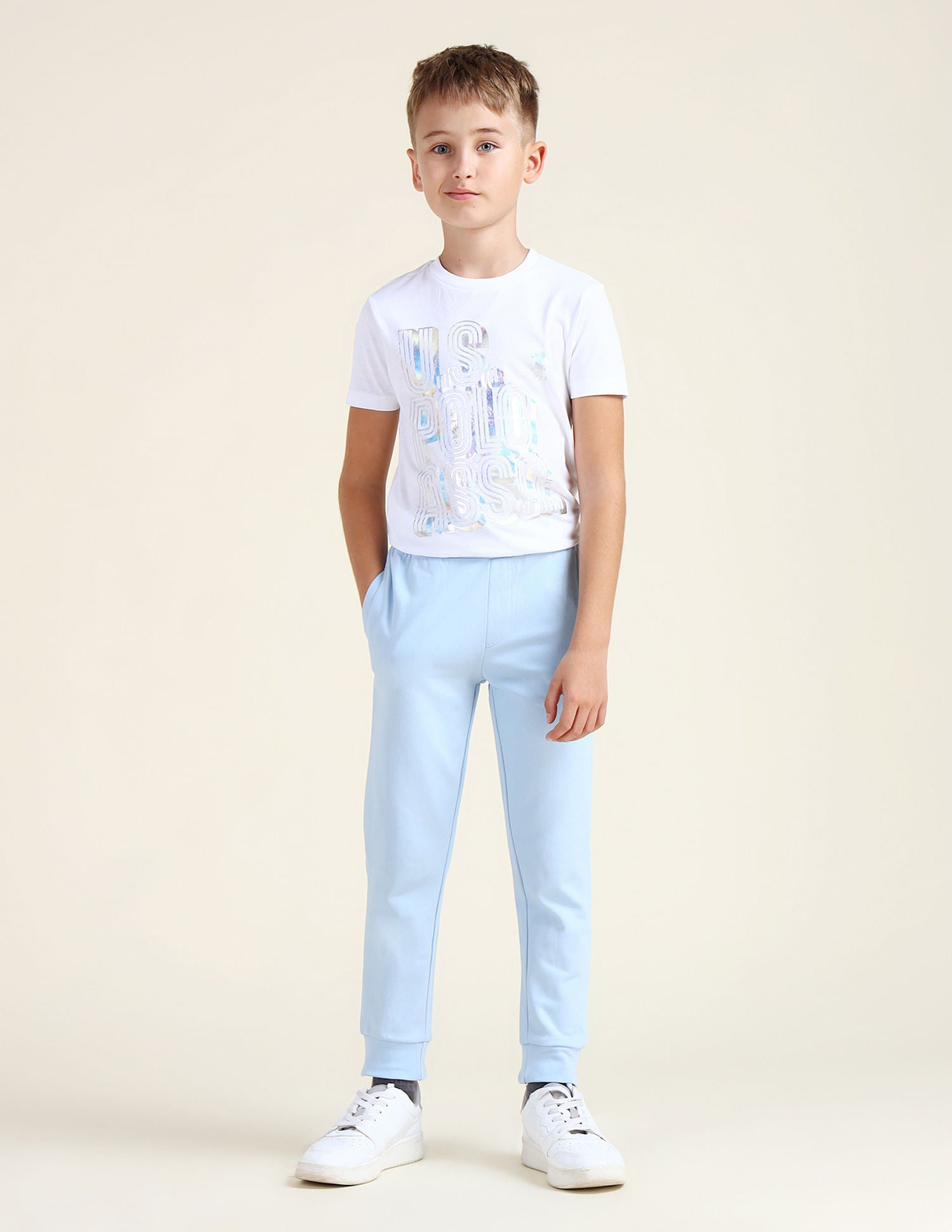 Regular Fit Solid Joggers Light Blue - U.S. POLO ASSN. | Large