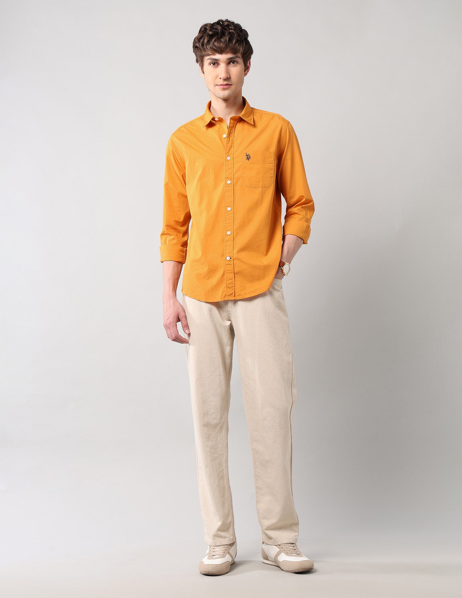 Pure Cotton Regular Fit Shirt Yellow - U.S. Polo Assn. India | Large